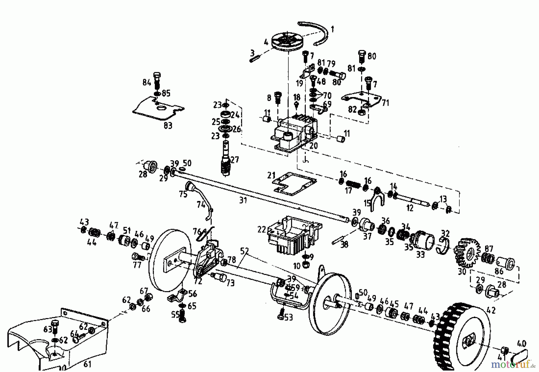  Gutbrod Motormäher mit Antrieb MH 454 RBE 04024.01  (1995) Getriebe, Räder