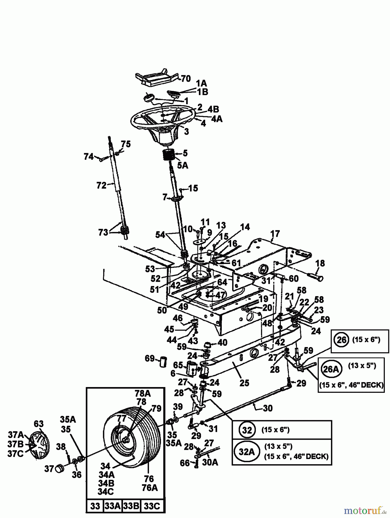  MTD Rasentraktoren 12.5/76 134K675C678  (1994) Vorderachse