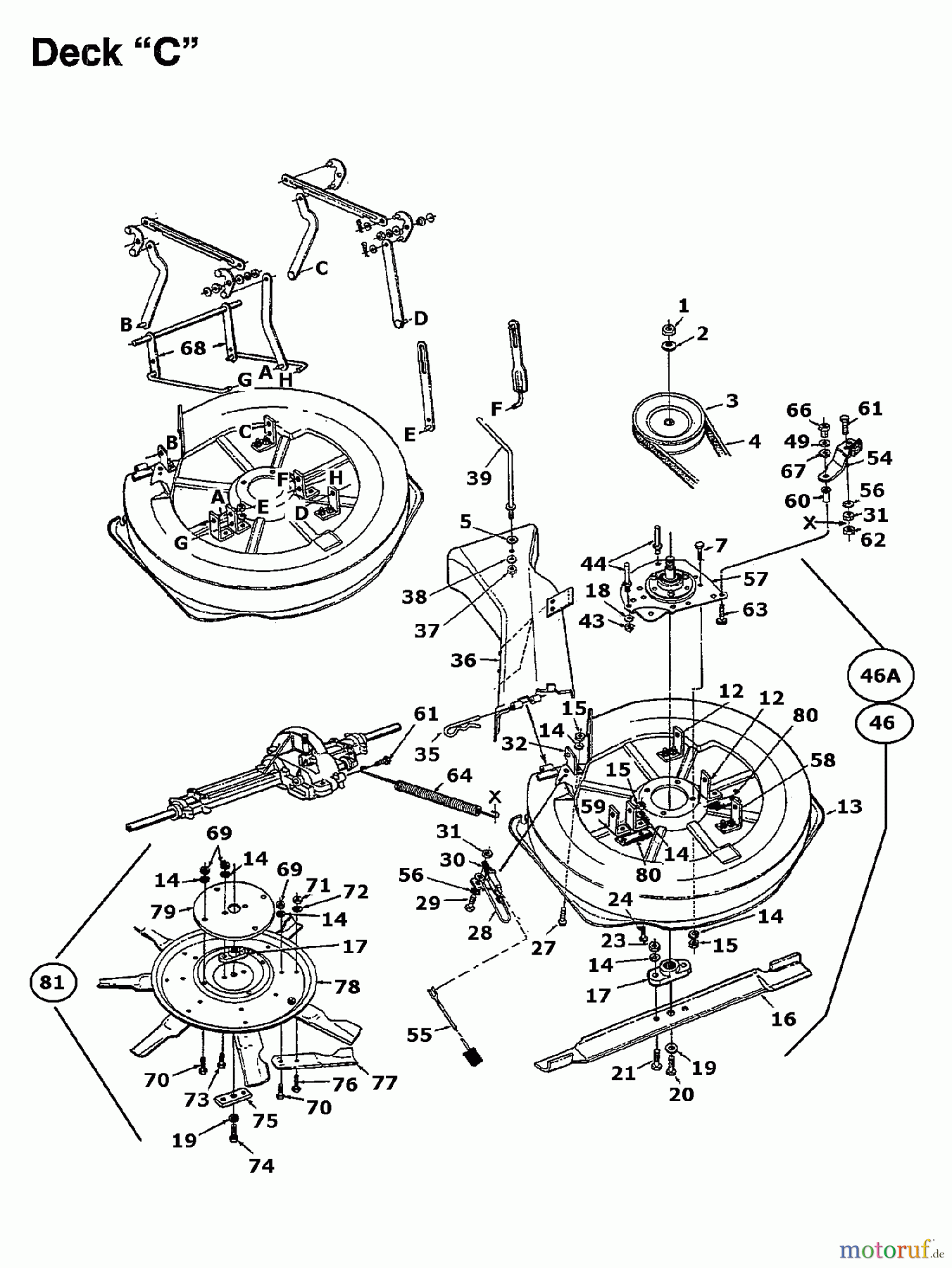  MTD Rasentraktoren 11/30 133C679C600  (1993) Mähwerk C (30