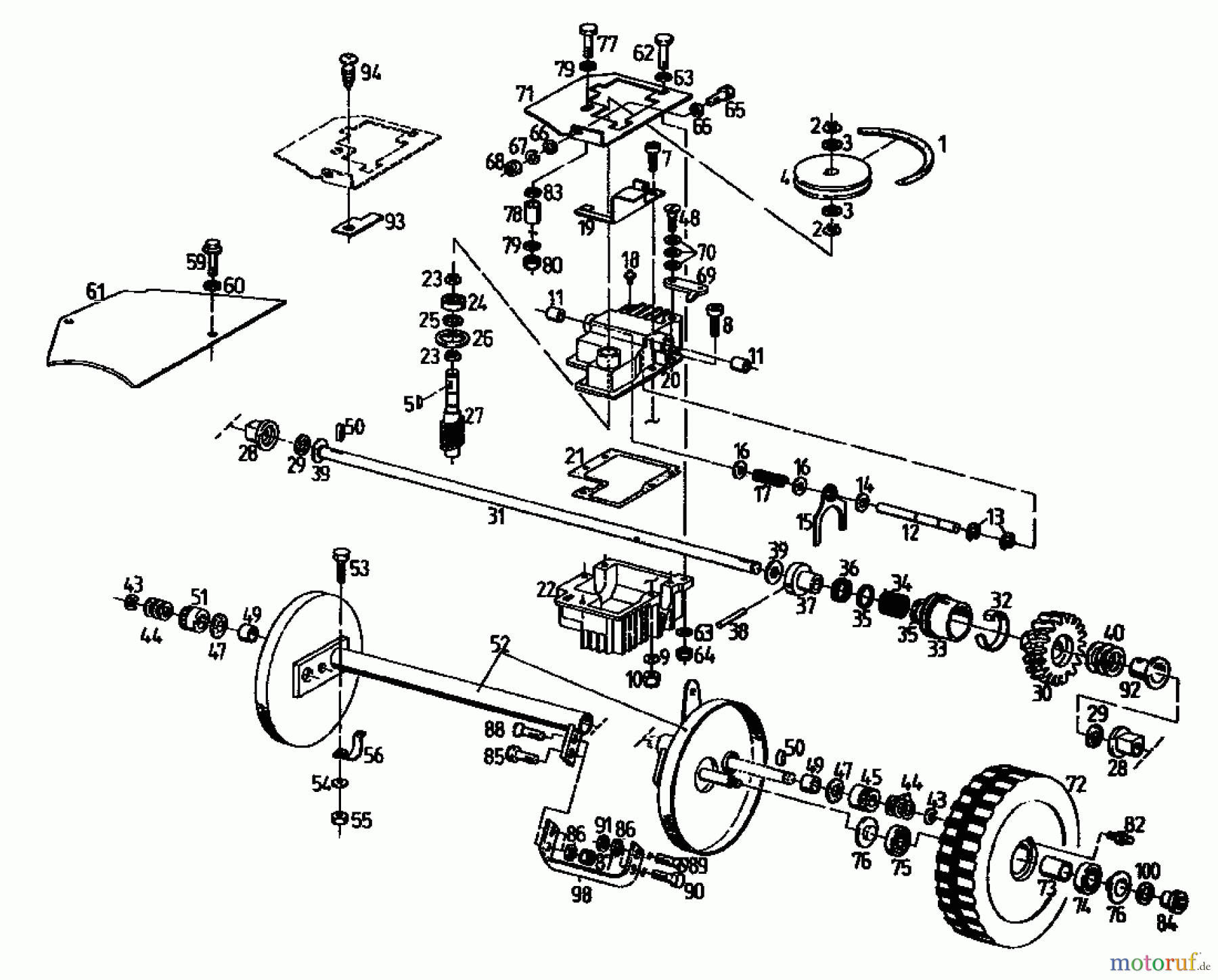  Gutbrod Motormäher mit Antrieb MH 534 PR 04017.03  (1994) Getriebe, Räder