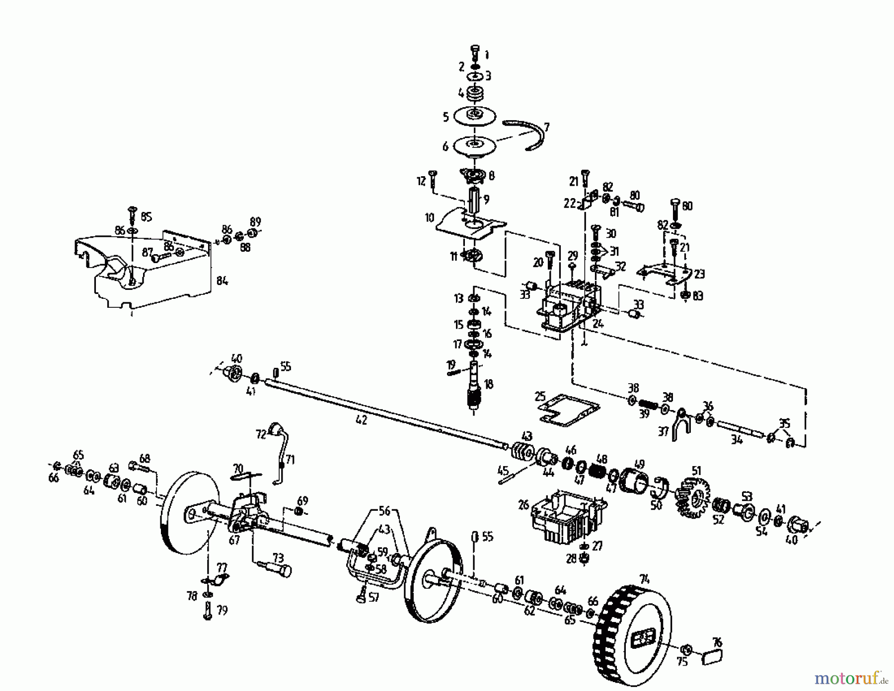  Gutbrod Motormäher mit Antrieb MH 454 RV 04024.04  (1996) Getriebe, Räder