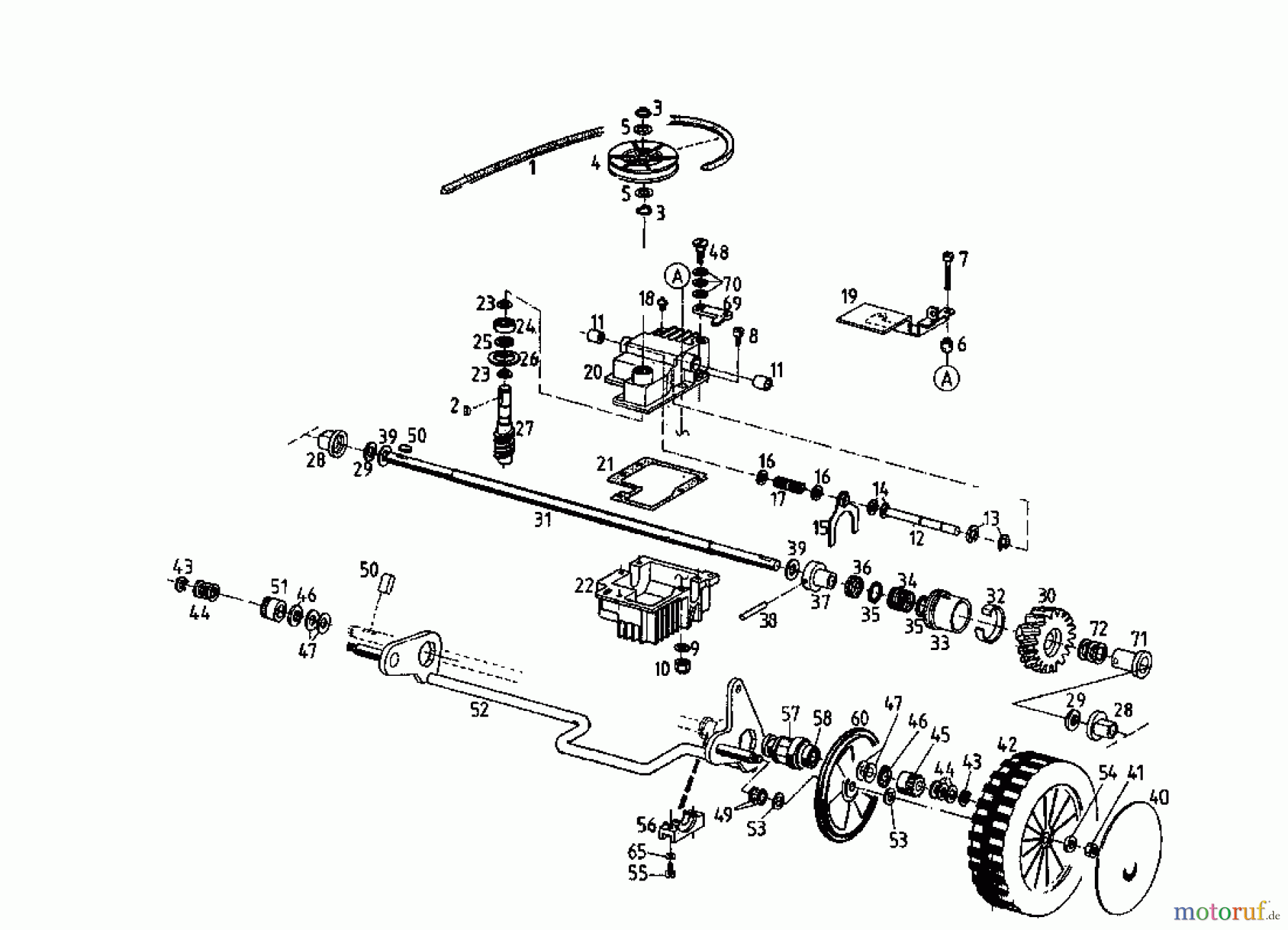  Gutbrod Motormäher mit Antrieb MH 544 R 04031.04  (1996) Getriebe, Räder