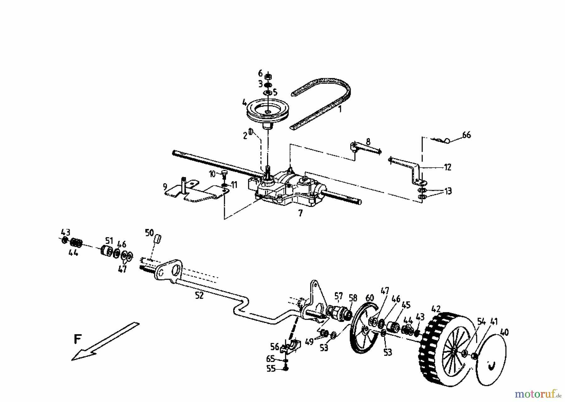  Gutbrod Motormäher mit Antrieb MH 544 R 3 E 04031.06  (1996) Getriebe, Räder