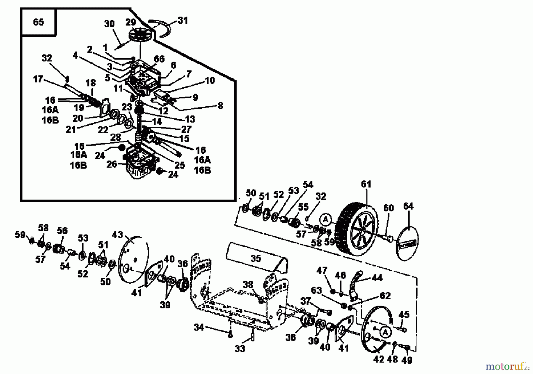  Gutbrod Motormäher mit Antrieb ECO B-BR 04011.03  (1995) Getriebe, Räder
