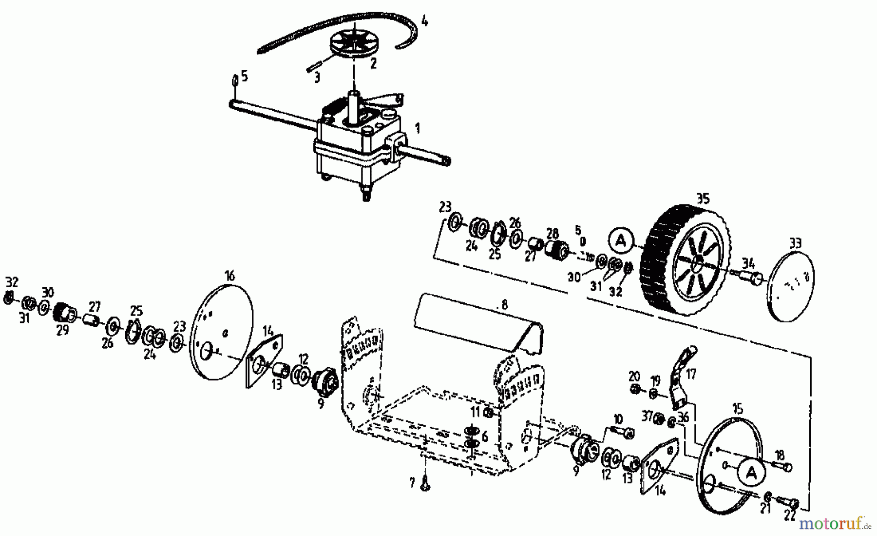  Gutbrod Motormäher mit Antrieb ECO BR 5 04033.09  (1996) Getriebe, Räder, Schnitthöhenverstellung