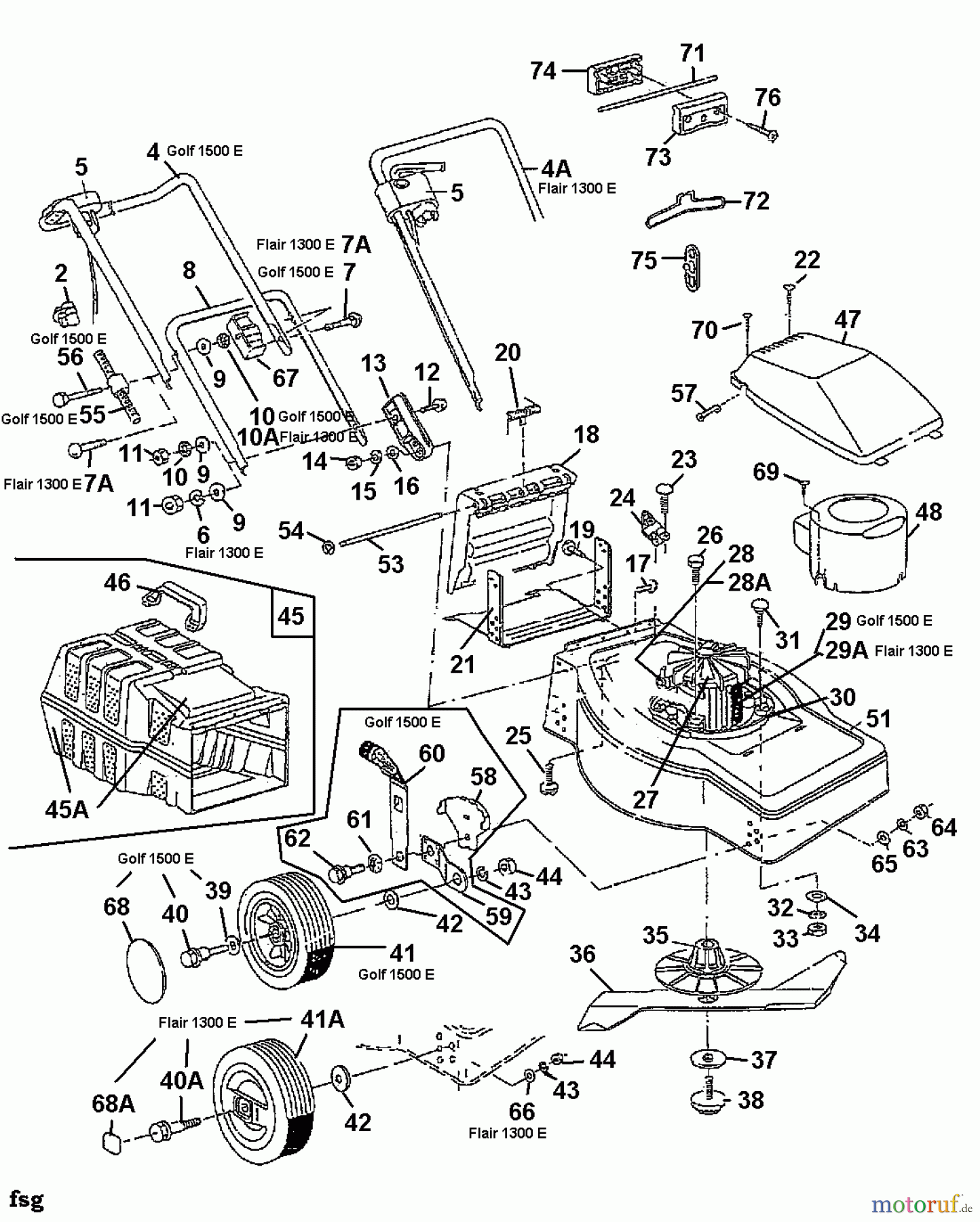 Golf Elektromäher Flair 1300 E 04070.06  (1997) Grundgerät
