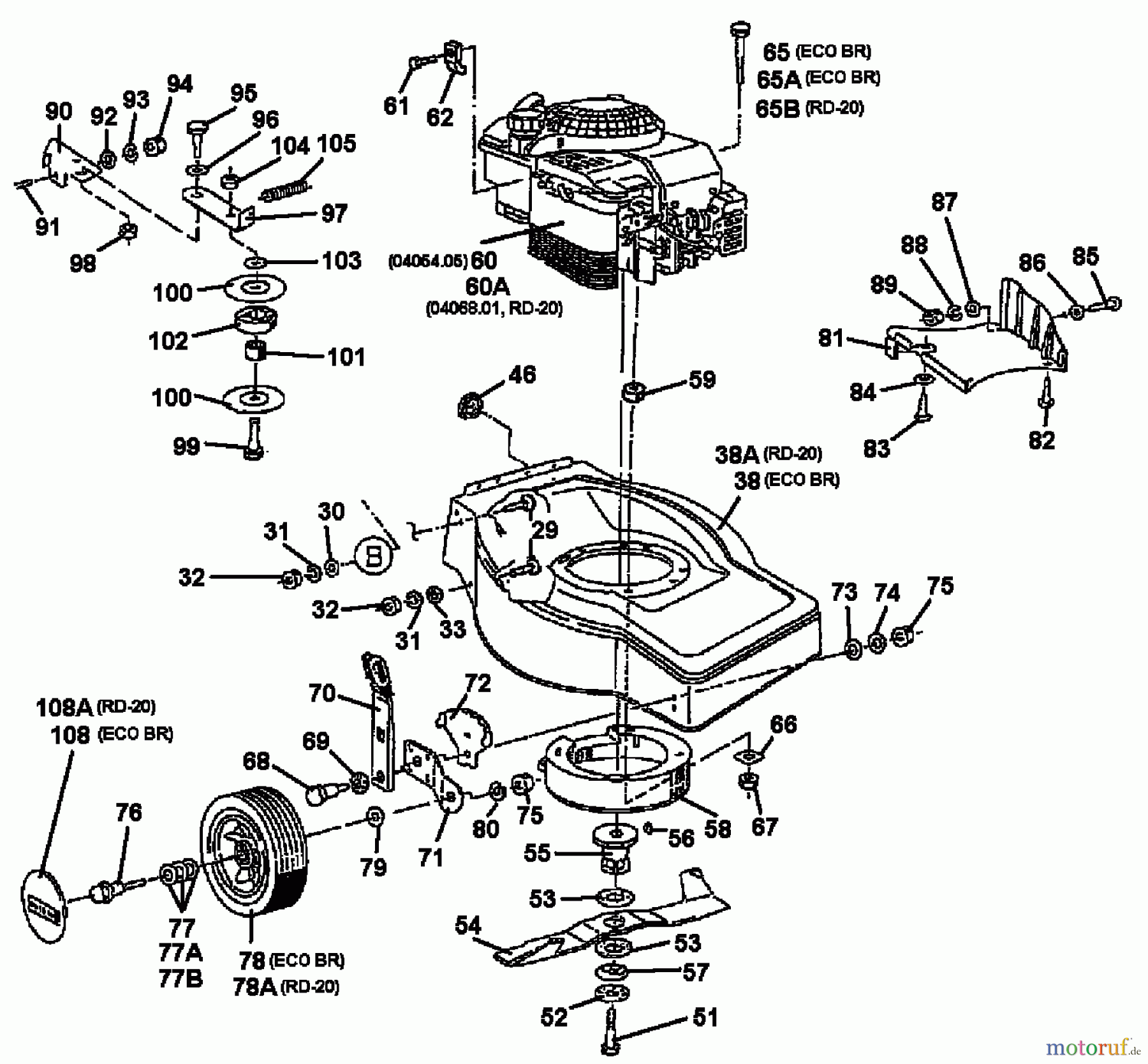  Gutbrod Motormäher mit Antrieb ECO BR 04054.05  (1997) Grundgerät