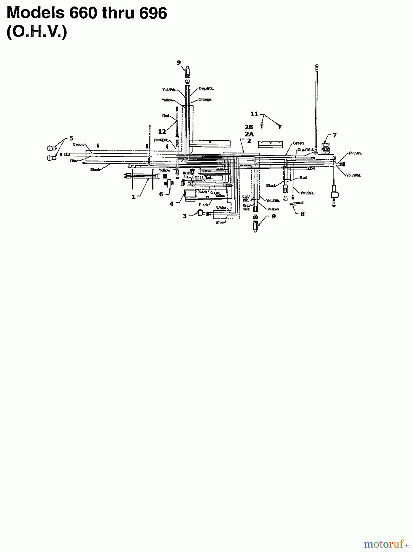  MTD Rasentraktoren H 165 136T695G678  (1996) Schaltplan für O.H.V.