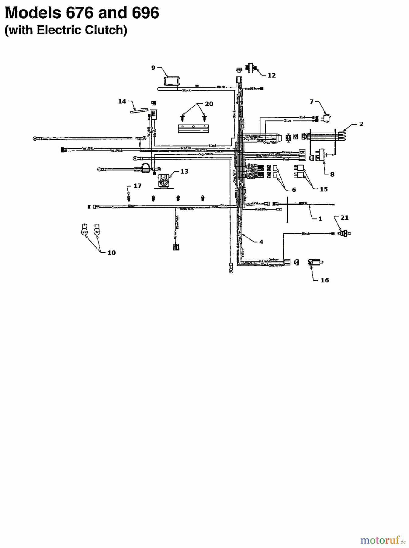  MTD Rasentraktoren H 165 136T695G678  (1996) Schaltplan
