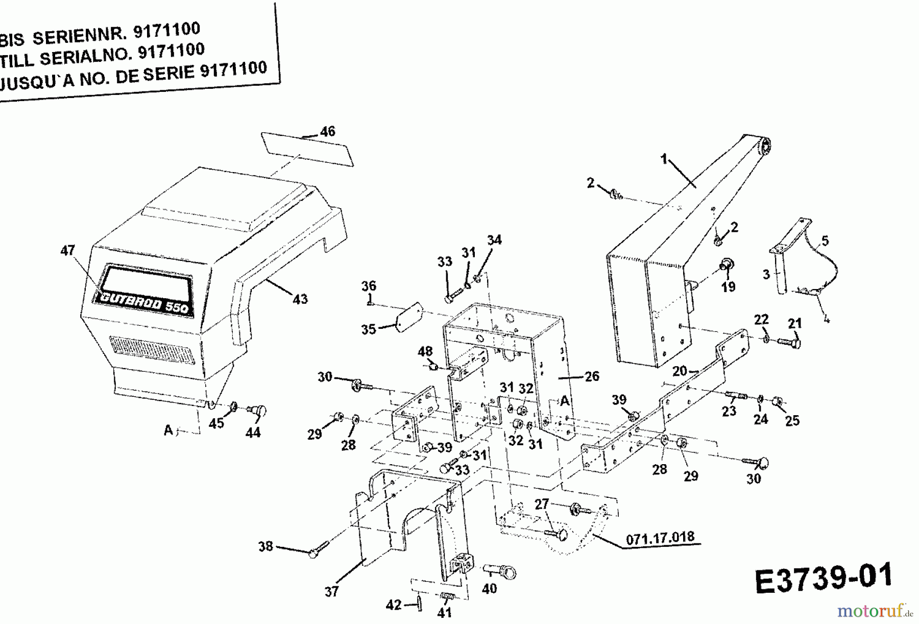  Cub Cadet Einachser TWT 550 00026.07  (1997) Motorhaube, Unterholm