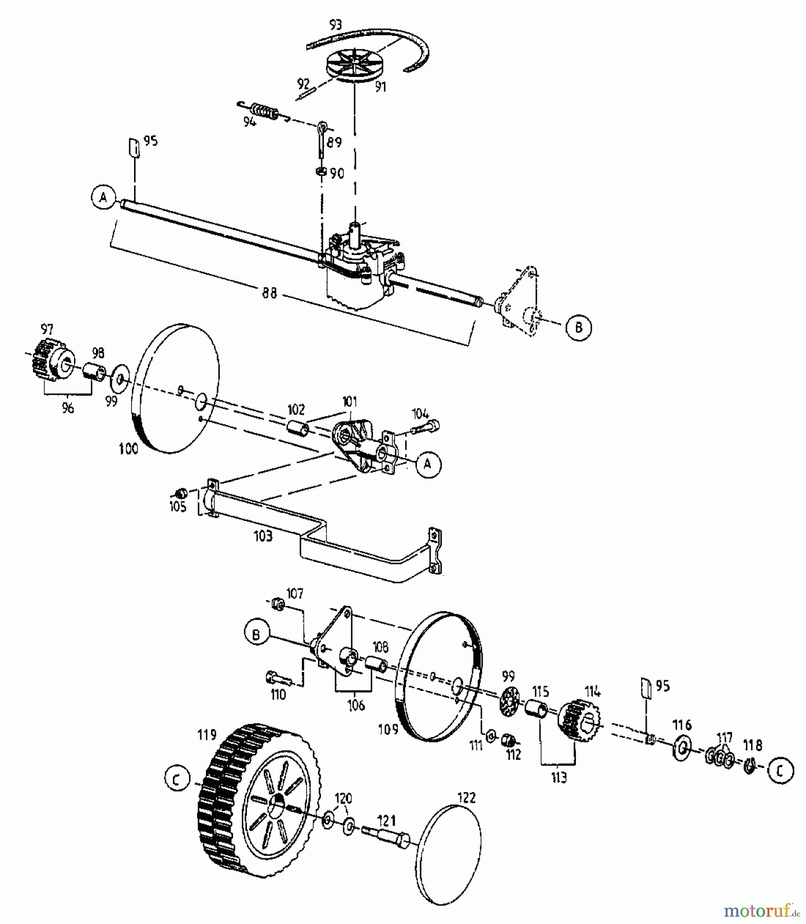  Gutbrod Motormäher mit Antrieb HB 42 RL 12A-L56Z604  (1998) Getriebe, Räder