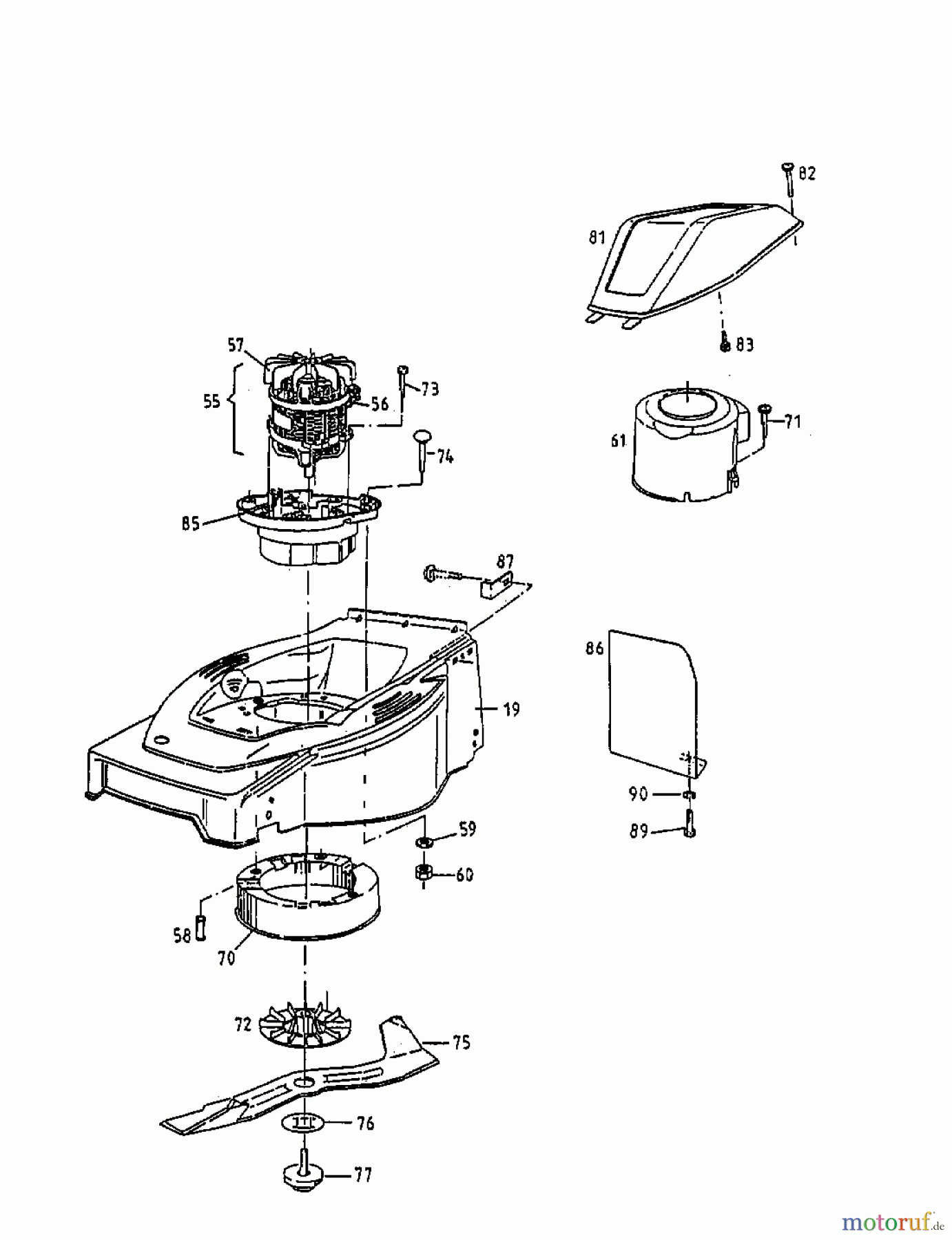 Gutbrod Elektromäher HE 42 L 18A-L5F-604 (1998) Elektromotor, Messer