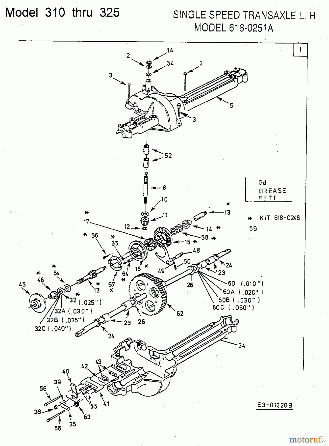  MTD Rasentraktoren Sprinto 13A-33E-678  (2004) Getriebe