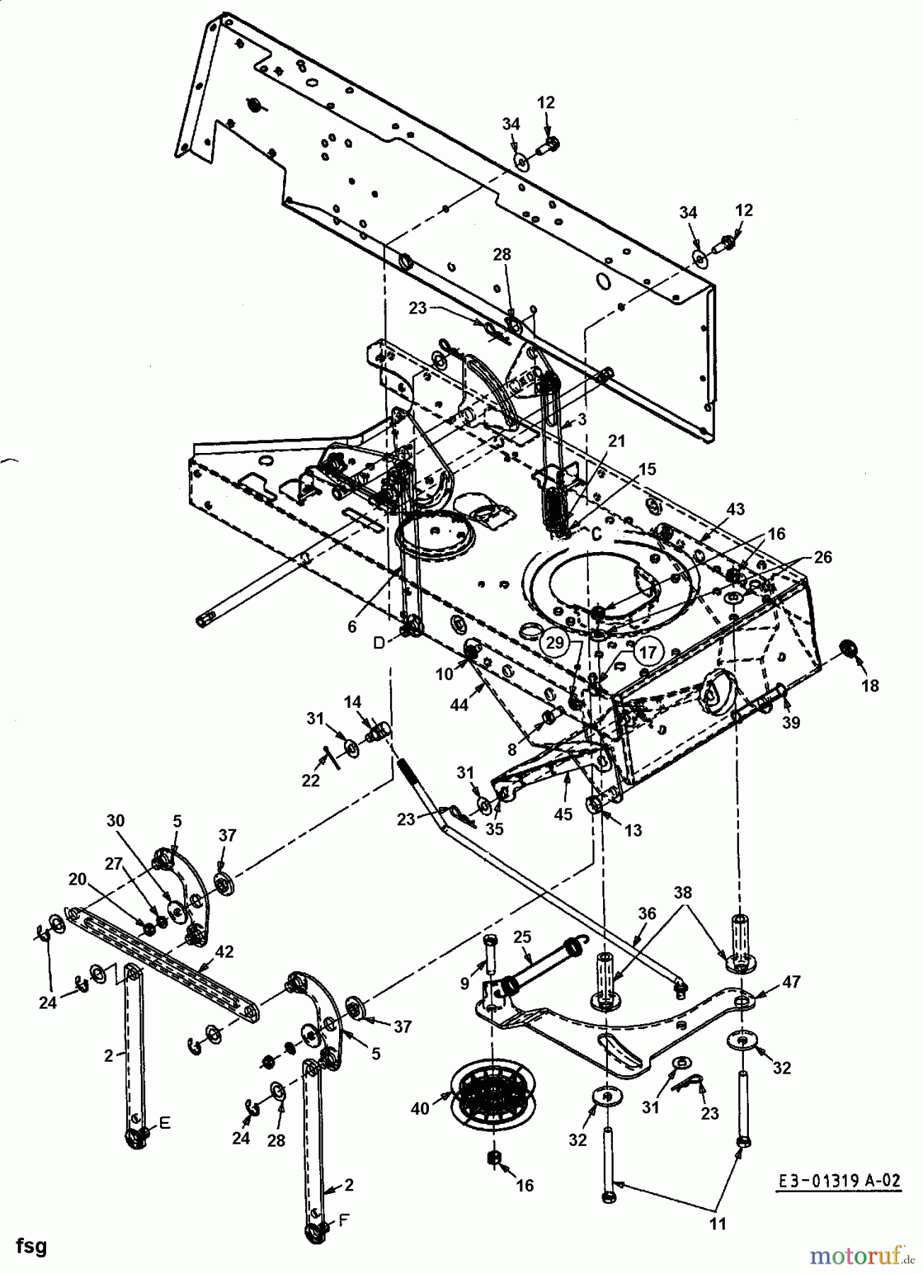  MTD Rasentraktoren EH/165 13CO798N678  (1999) Mähwerksaushebung, Spannrolle