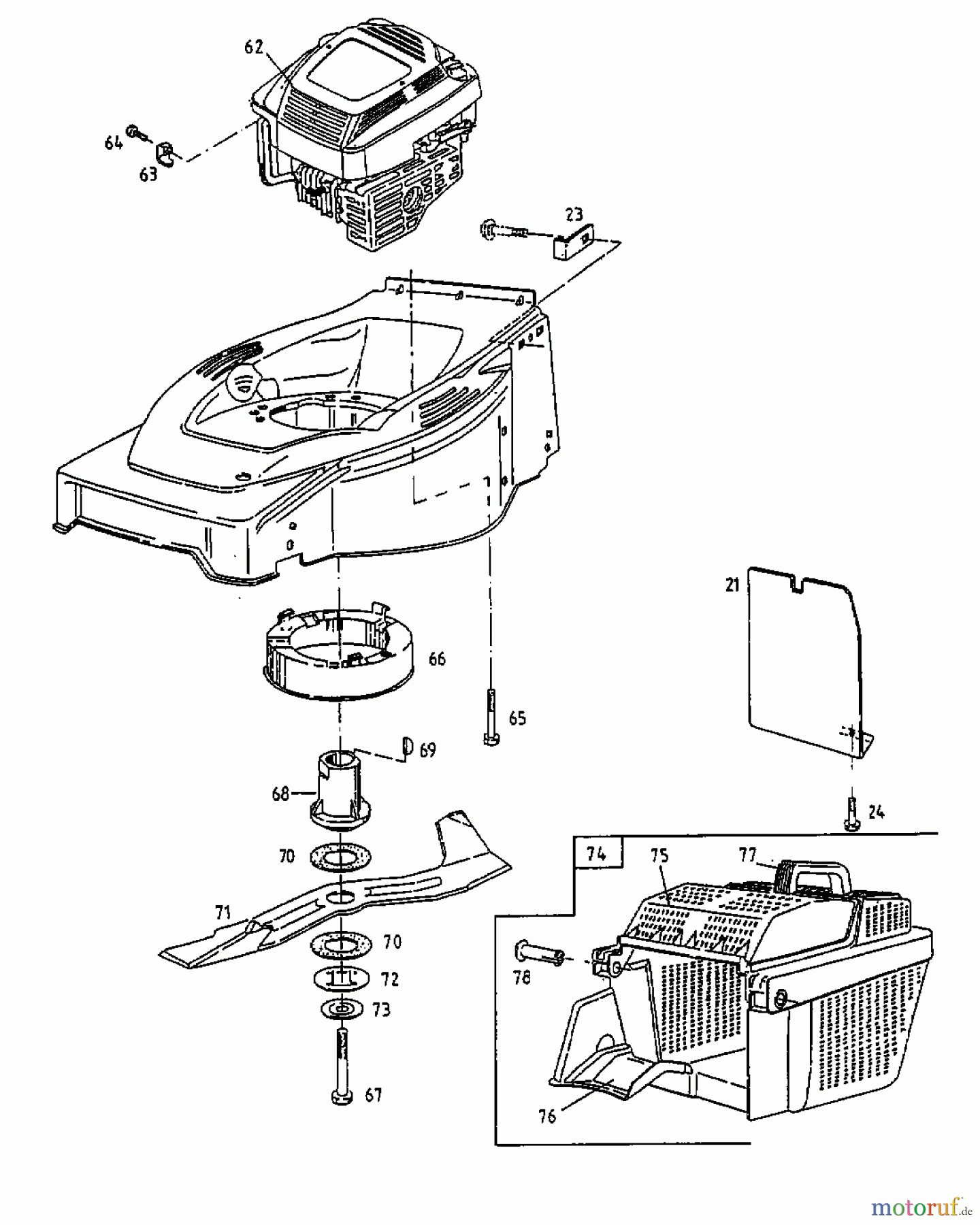 MTD Motormäher GE 45 C 11B-T38V678 (1999) Grasfangkorb, Messer, Motor