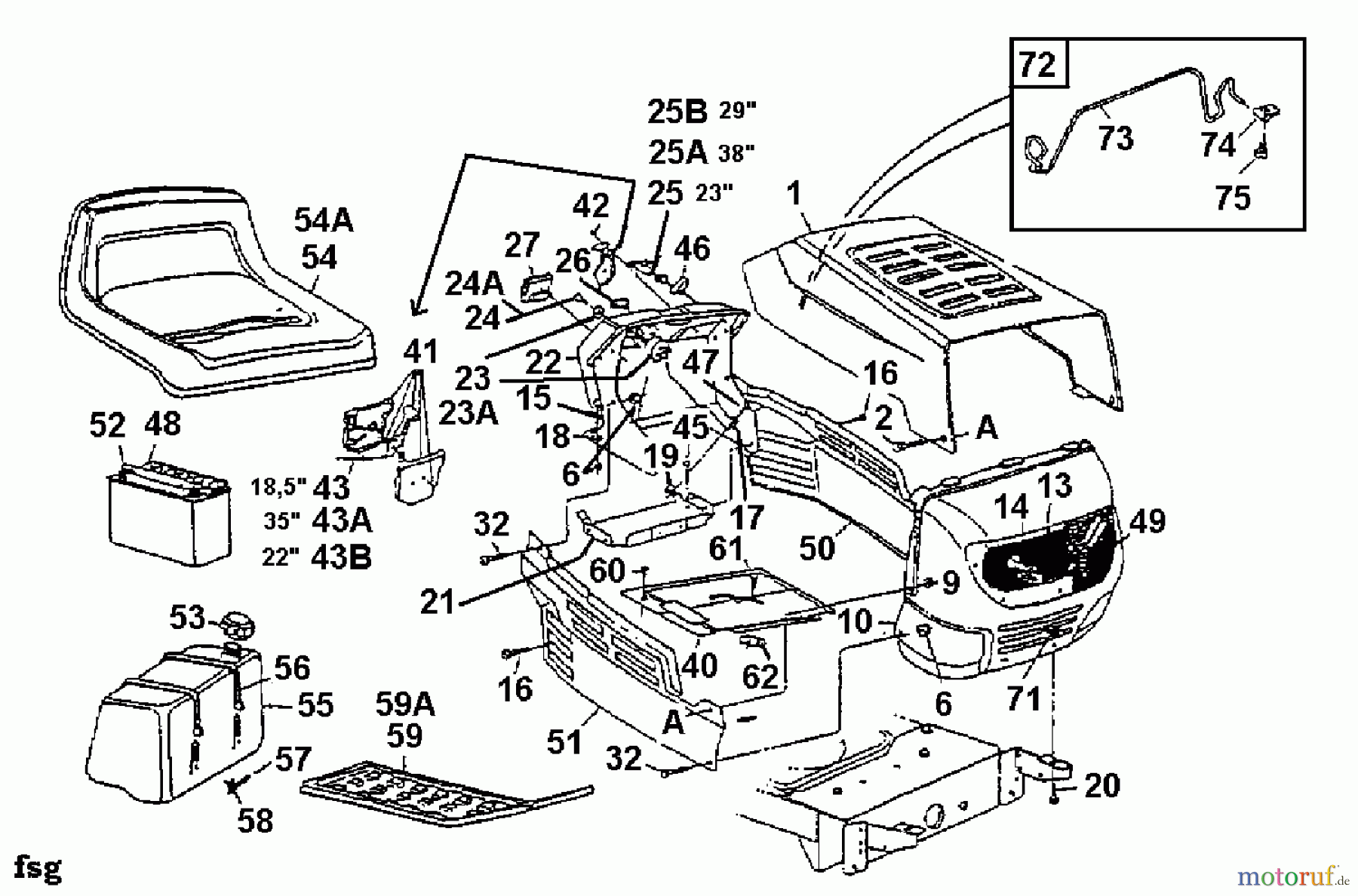  Raiffeisen Rasentraktoren RMH 18-102 H 13CT793N628  (1999) Motorhaube 3-Style