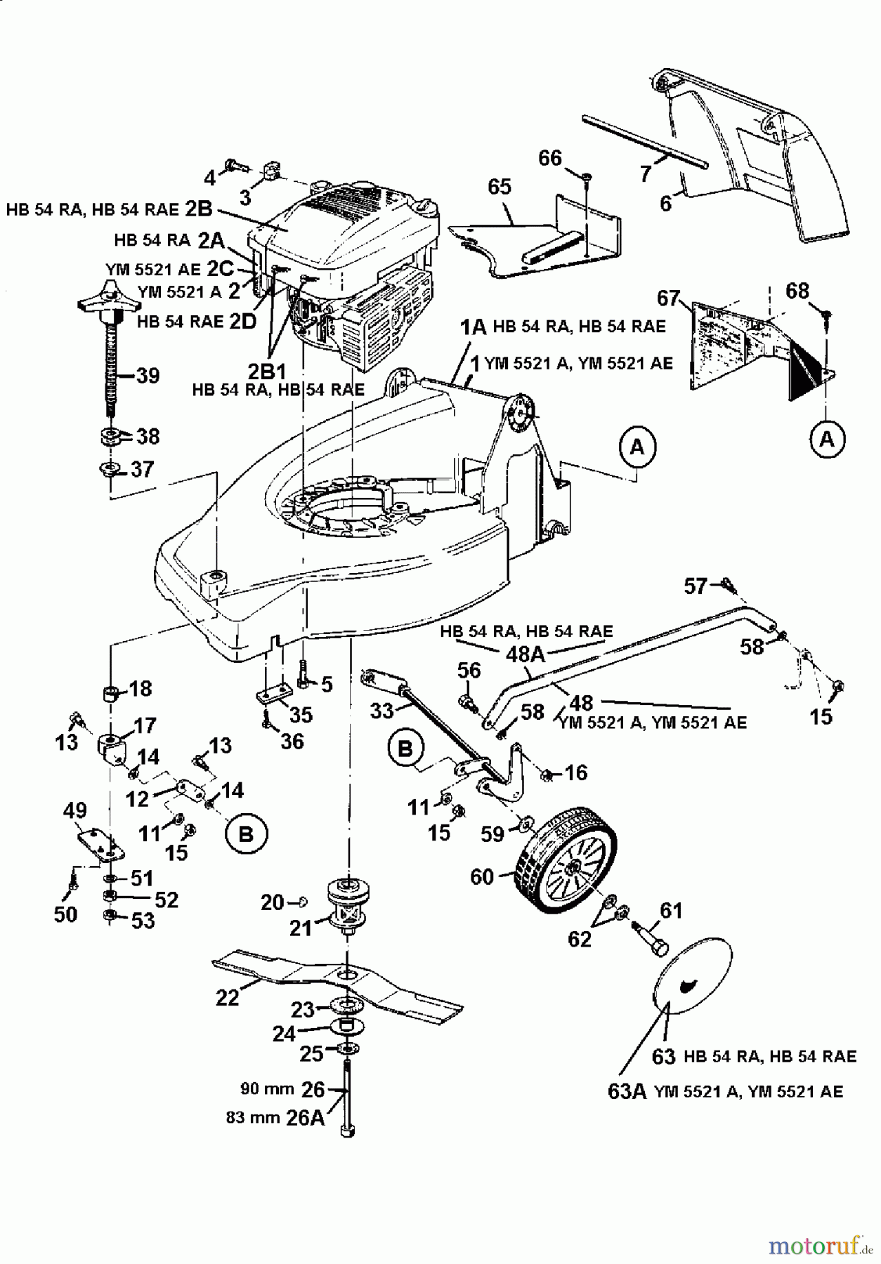  Gutbrod Motormäher mit Antrieb HB 54 RAE 12AEQ38Y690  (2000) Grundgerät