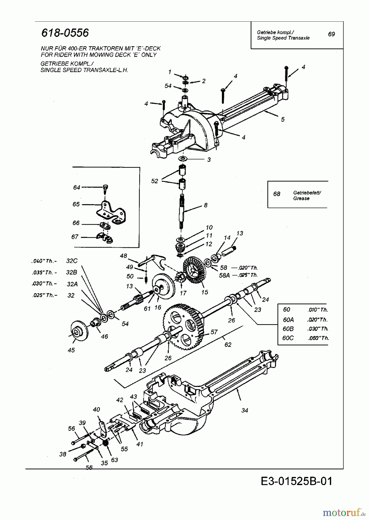  MTD ältere Modelle Rasentraktoren RH 155/92 B 13AA458E678  (2003) Getriebe 618-0556