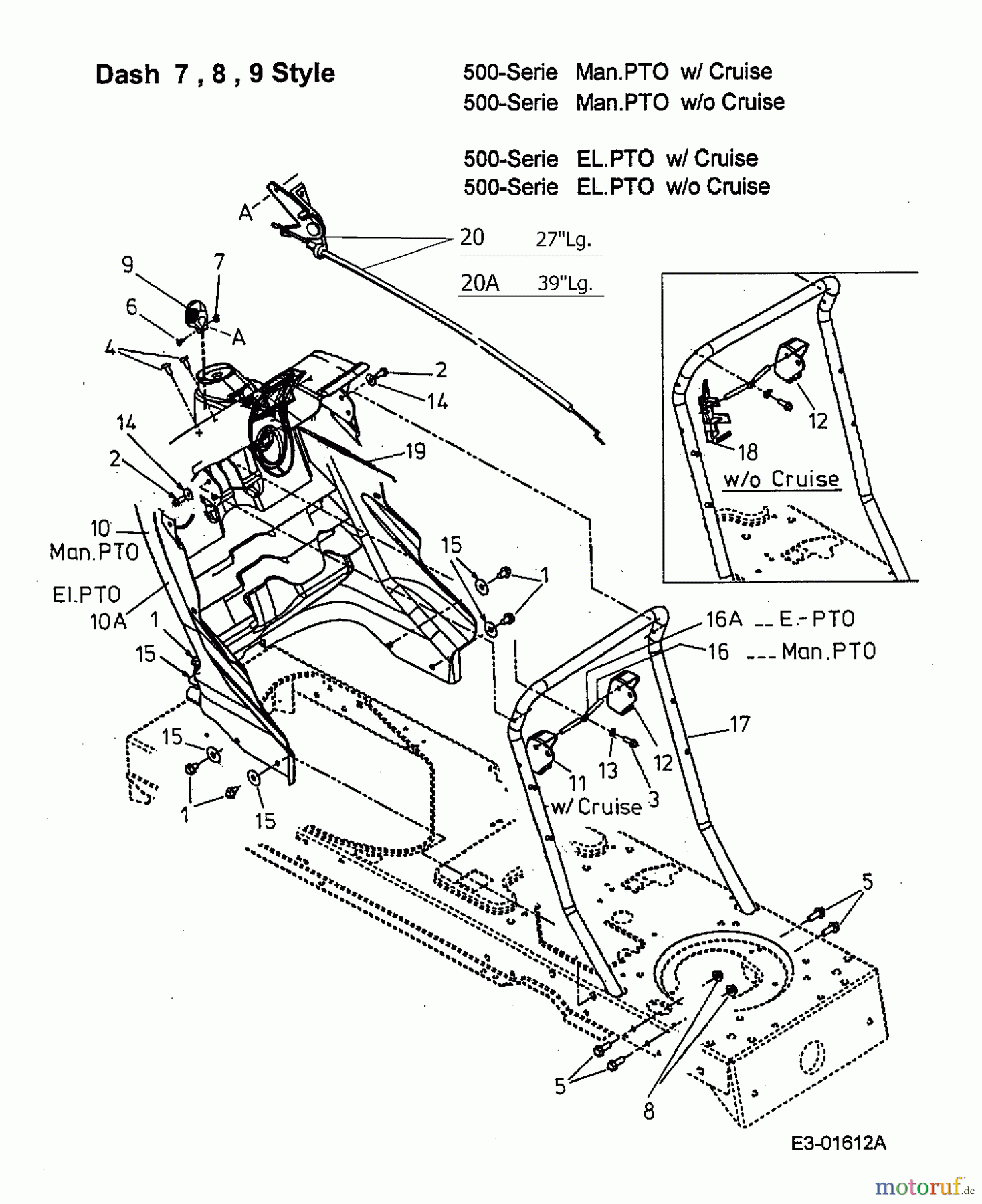  MTD ältere Modelle Rasentraktoren SN 180 H 13BQ518N678  (2003) Armaturenbrett