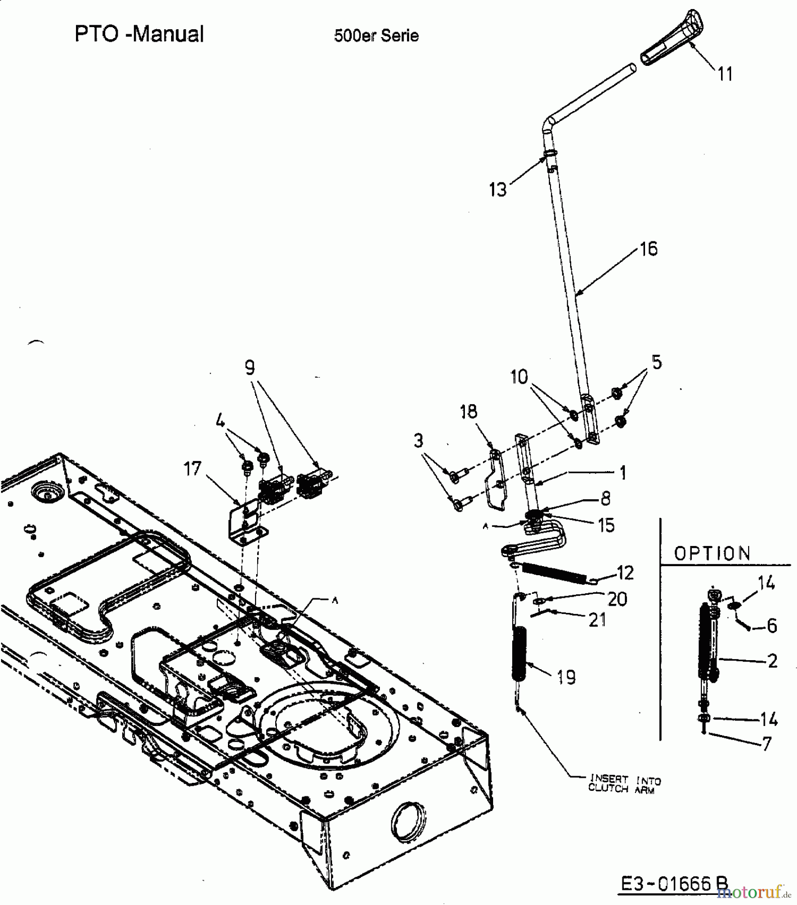  MTD Rasentraktoren SN 170 A 13AP518N670  (2002) Mähwerkseinschaltung