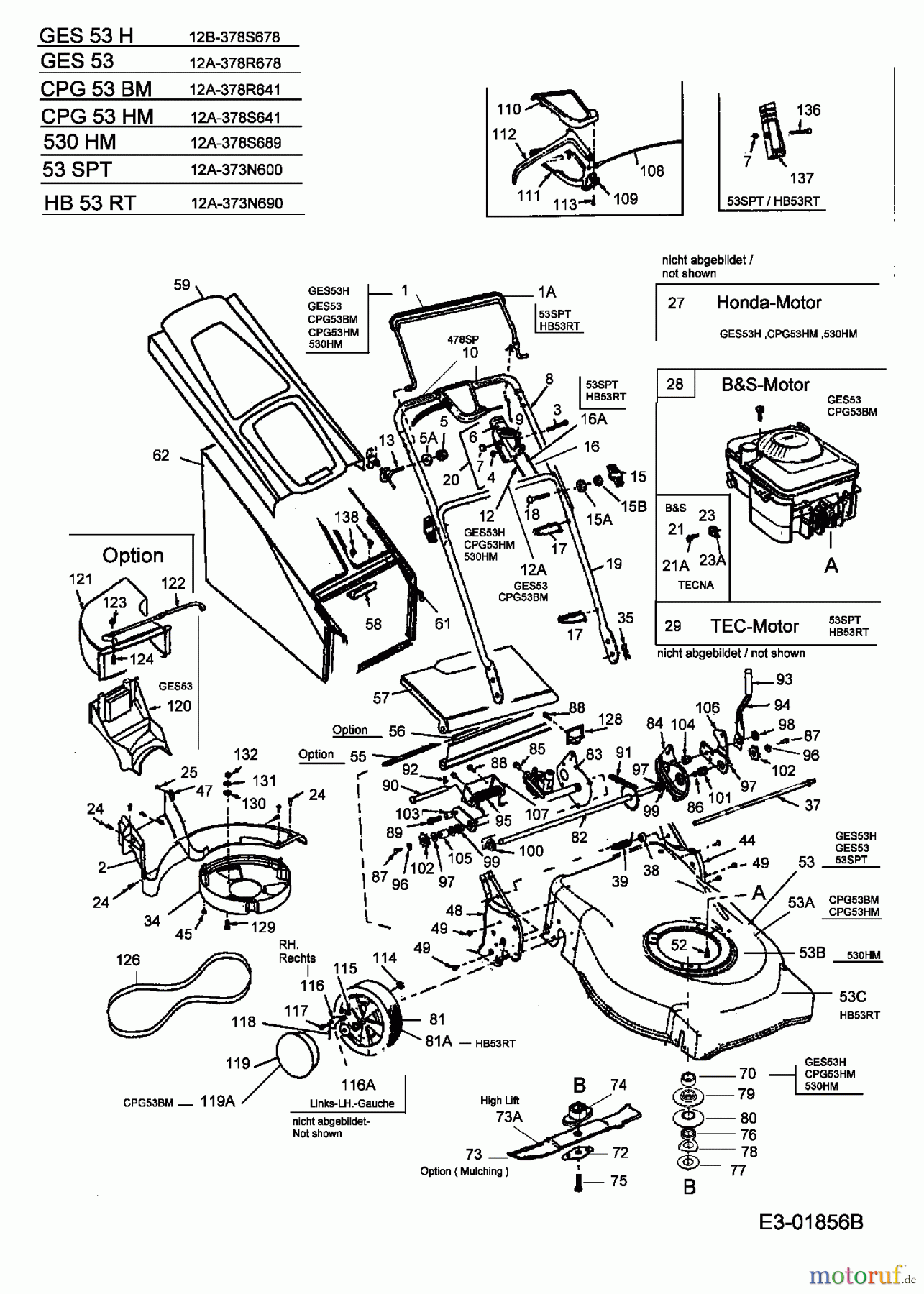  MTD Motormäher mit Antrieb GES 53 H 12B-378S678  (2004) Grundgerät