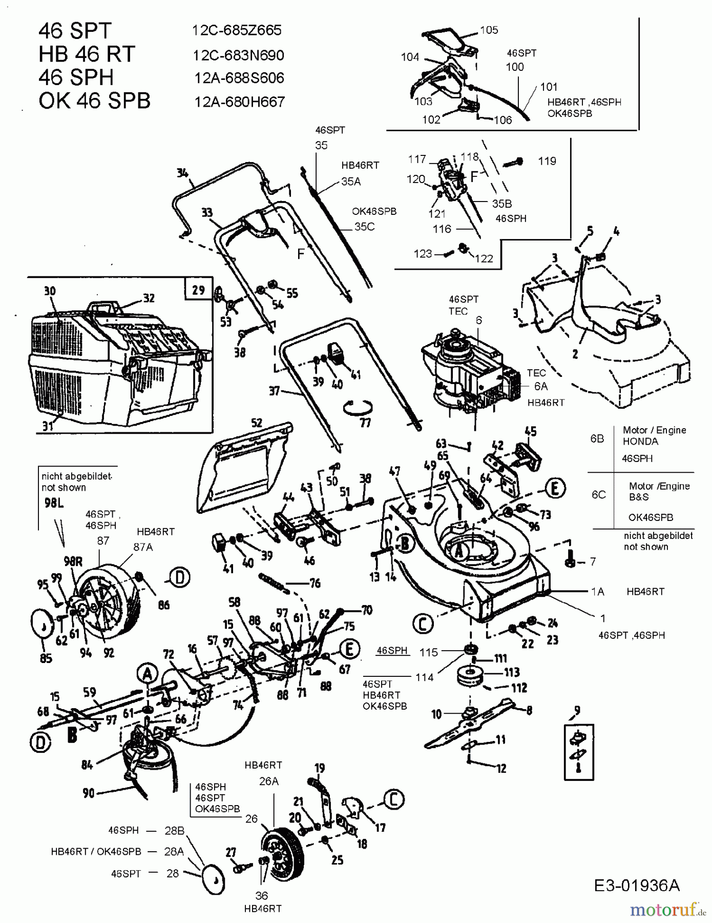  MTD Motormäher mit Antrieb 46 SPT 12C-685Z665  (2004) Grundgerät