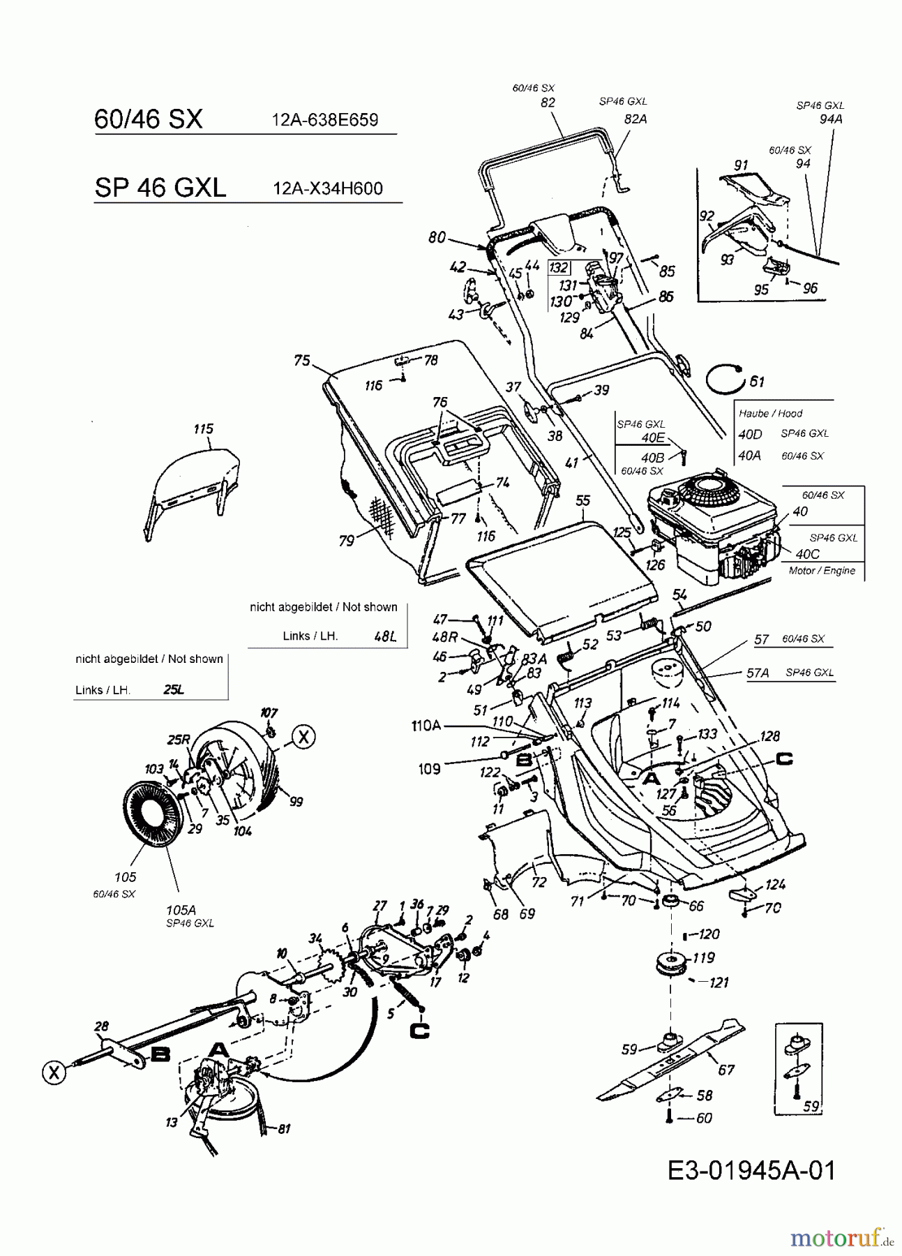  MTD Motormäher mit Antrieb SP 46 GXL 12A-X34H600  (2004) Grundgerät