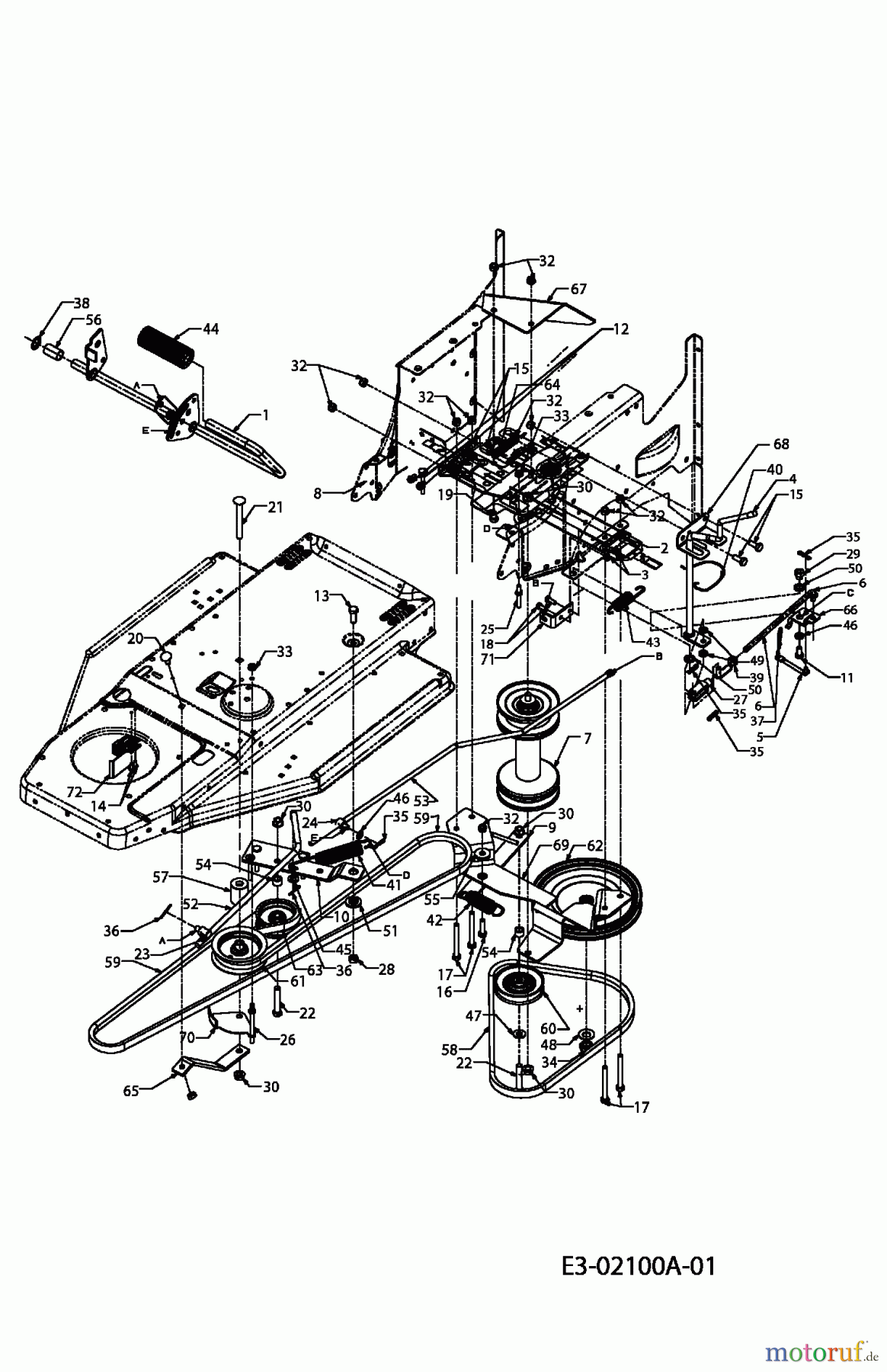  MTD ältere Modelle Rasentraktoren RH 125/92 13D1452E600  (2004) Fahrantrieb, Pedale