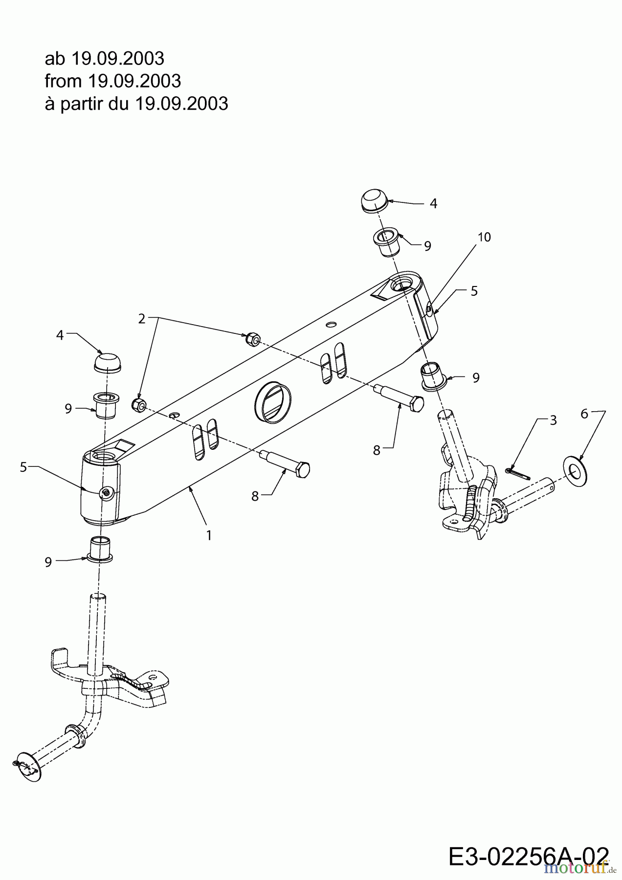 MTD Gartentraktoren G 200 14AQ808H678  (2003) Vorderachse ab 19.09.2003