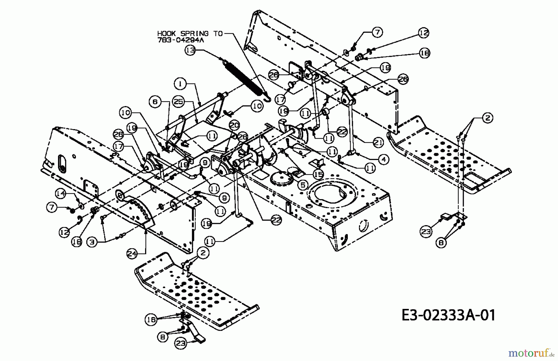  Stiga (MTD) Rasentraktoren 12,5-96 13AC660F647  (2004) Mähwerksaushebung
