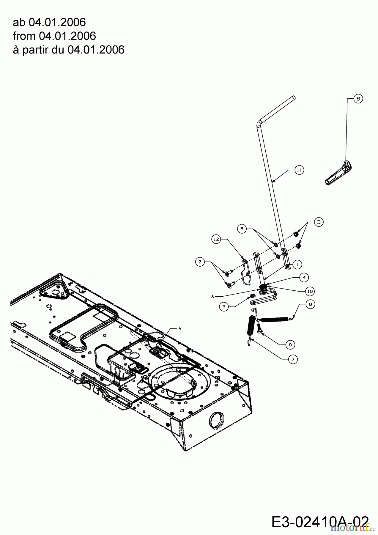  Cub Cadet Rasentraktoren CC 1020 RD 13AE51CN630  (2006) Mähwerkseinschaltung ab 04.01.2006
