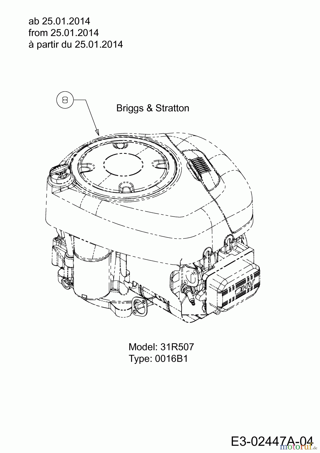  Lux Tools Rasentraktoren RT 155-92 H 13AM77TE694  (2014) Motor Briggs & Stratton ab 25.01.2014