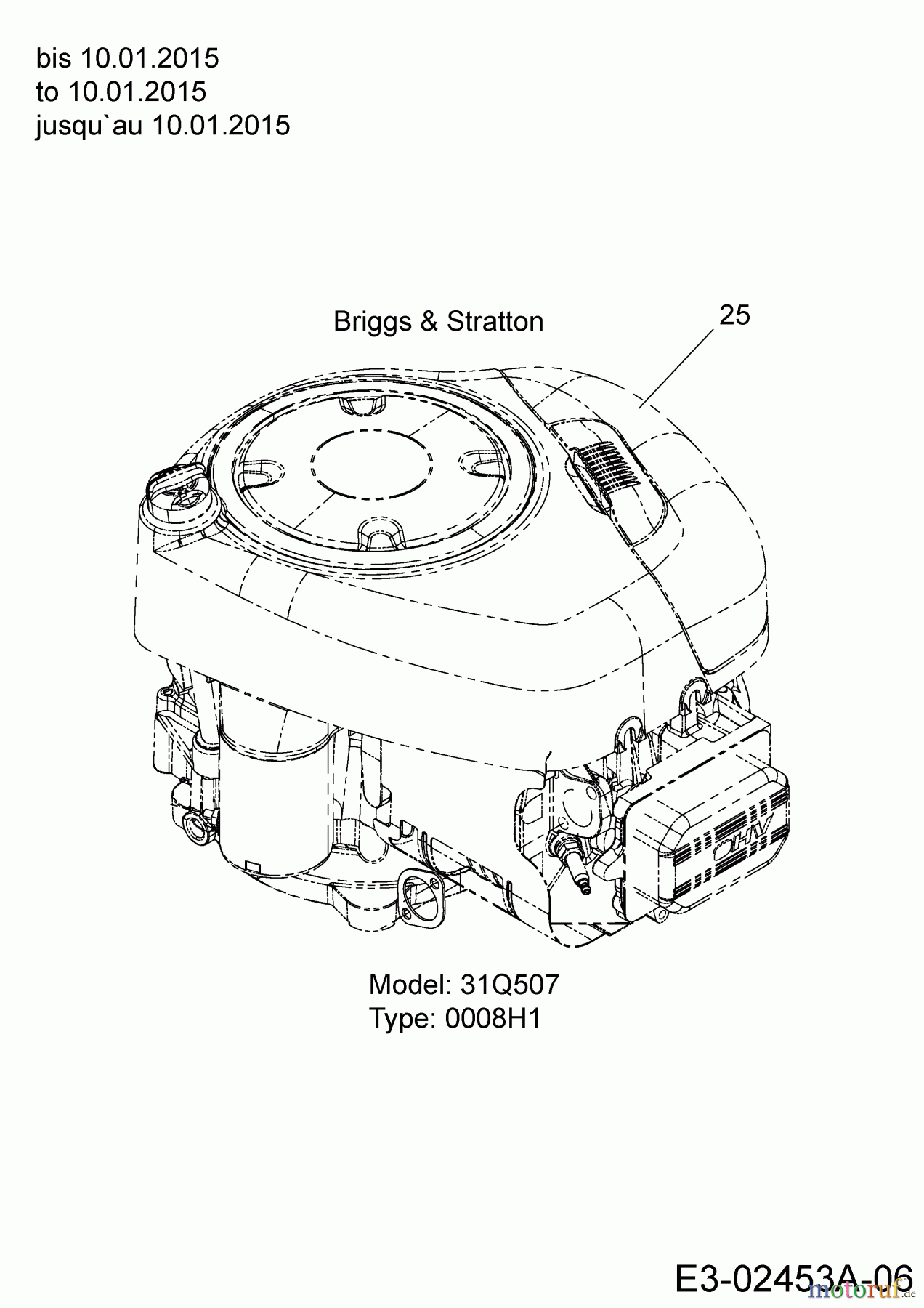  MTD Rasentraktoren LTEX 96 T 13GM76KF682   (2015) Motor Briggs & Stratton bis 10.01.2015