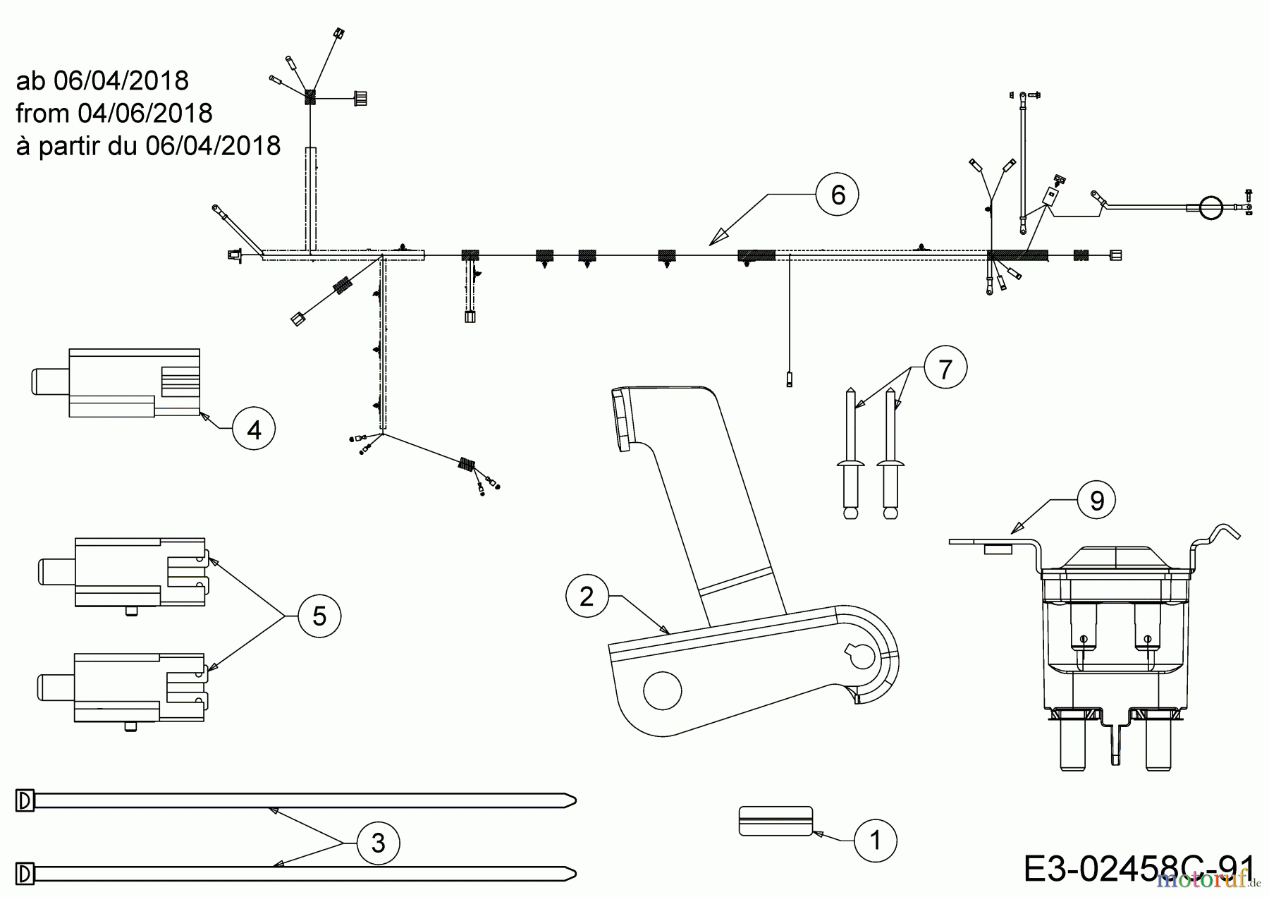  Cub Cadet Rasentraktoren LT3 PS107K 13AV79DG603  (2018) Elektroteile ab 06/04/2018