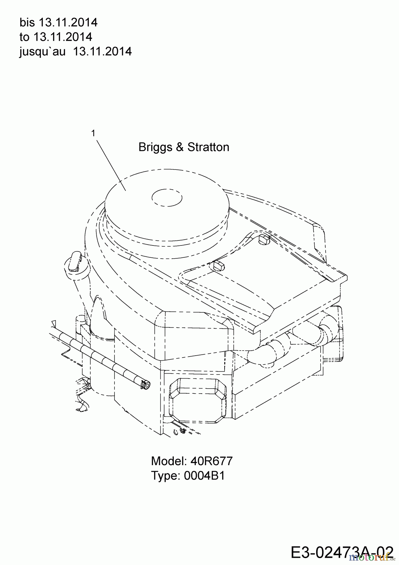  Cub Cadet Rasentraktoren CC 1018 BHE 13HT91AE603  (2015) Motor Briggs & Stratton bis 13.11.2014