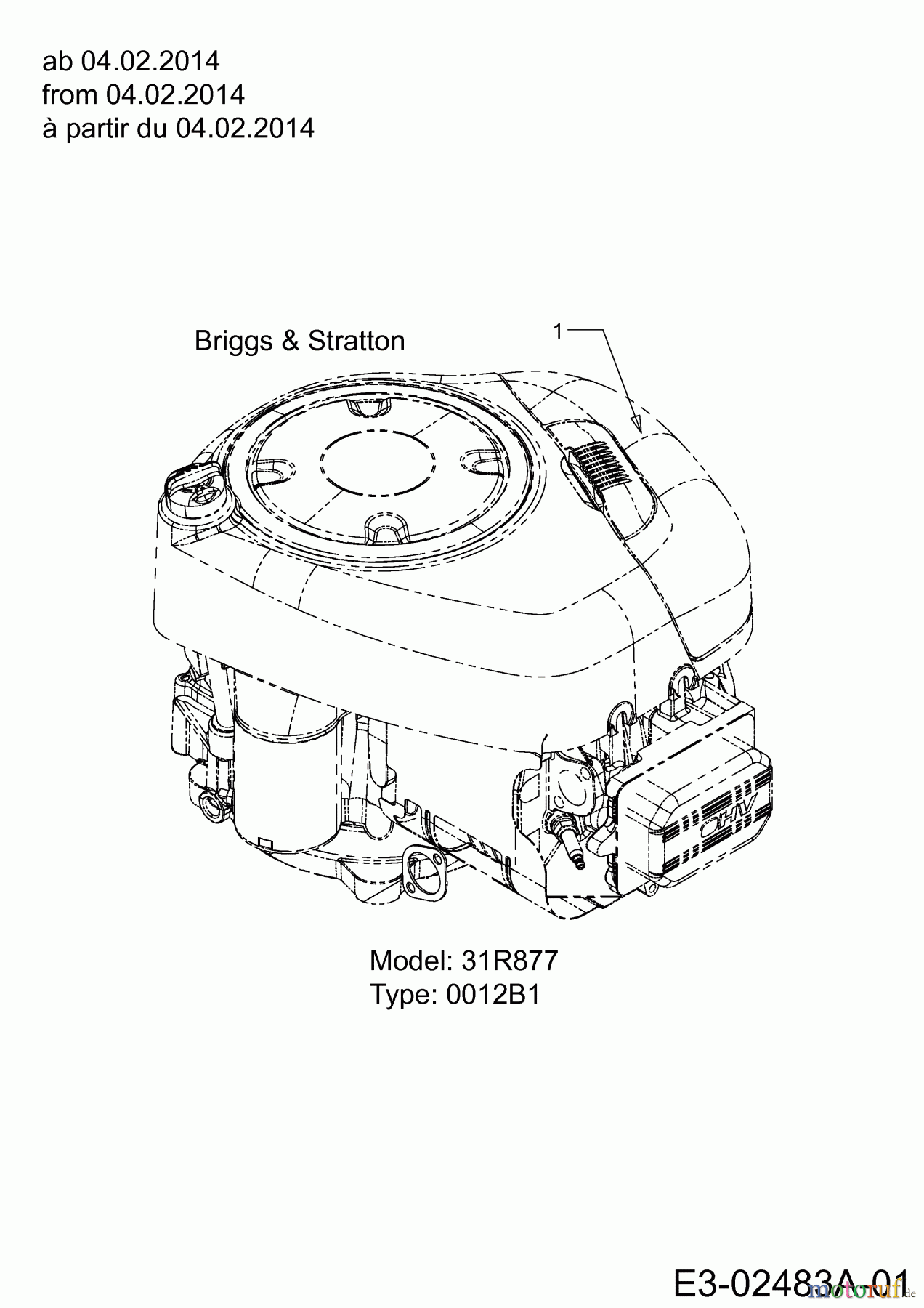  Tigara Rasentraktoren TG 19/107 H 13HJ79KG649  (2014) Motor Briggs&Stratton ab 04.02.2014