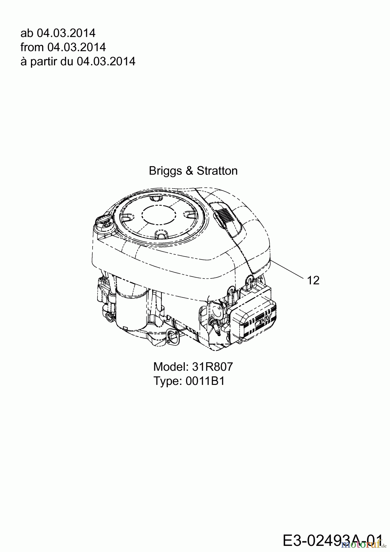  MTD Rasentraktoren LTEX 107 H 13HO79KG682  (2014) Motor Briggs & Stratton ab 04.03.2014