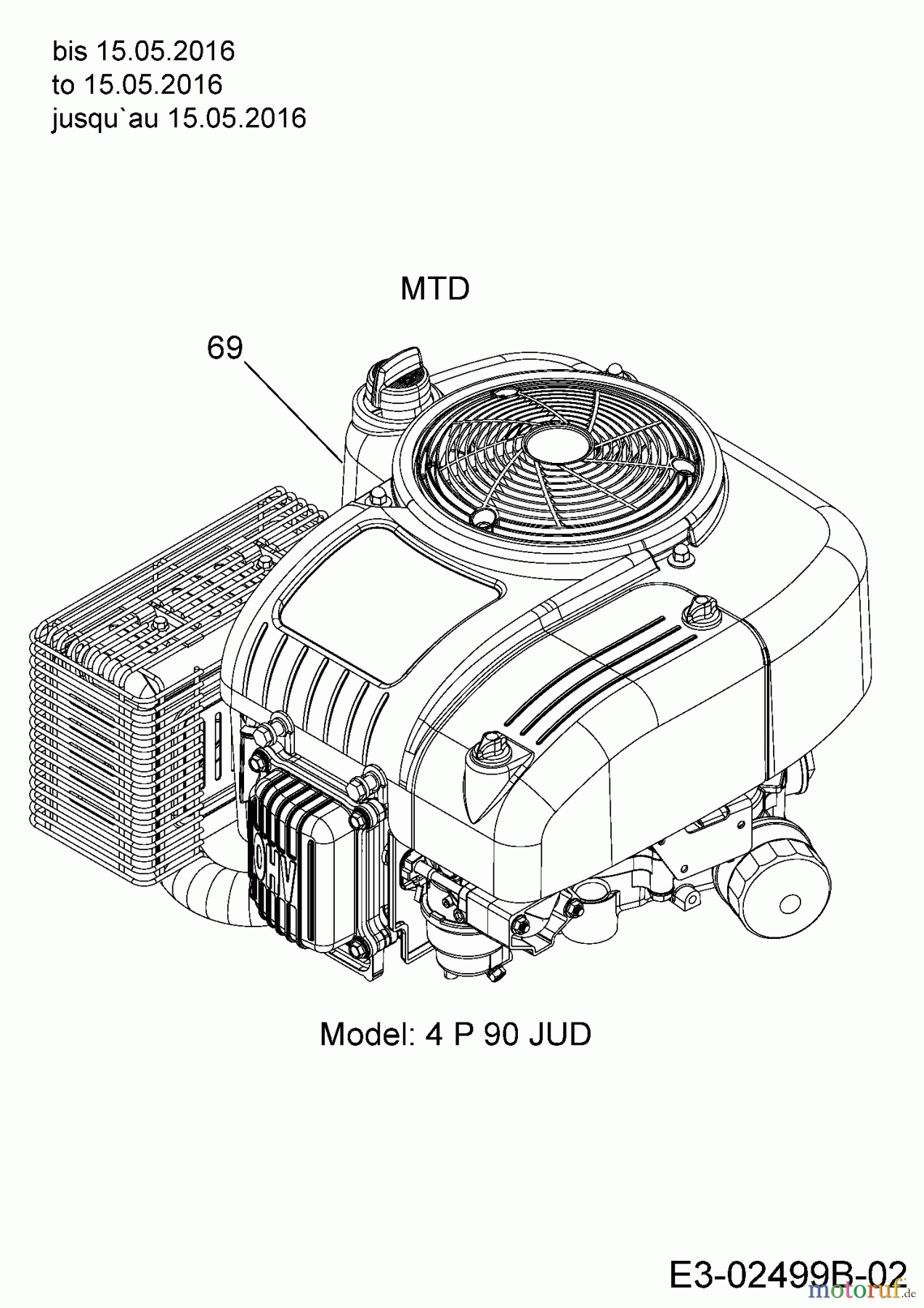  MTD Rasentraktoren Yard Machines 38 13A2762F329  (2016) Motor MTD bis 15.05.2016