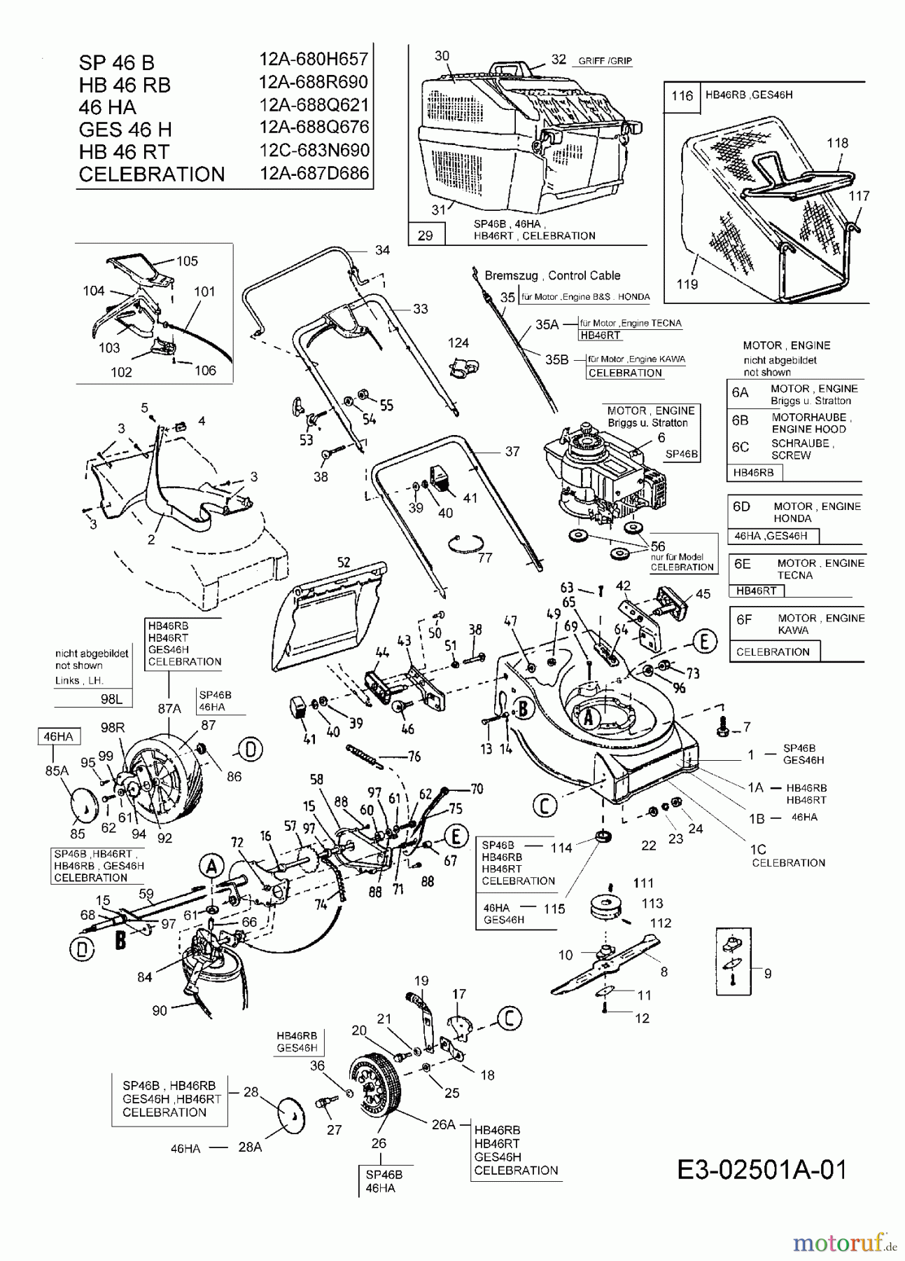  Gutbrod Motormäher mit Antrieb HB 46 RB 12A-688R690  (2005) Grundgerät