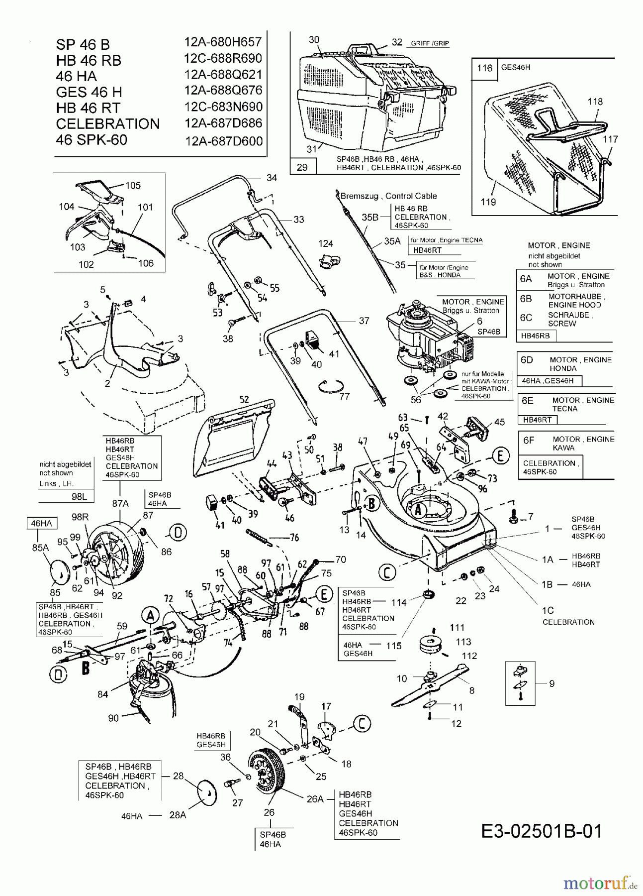  Gutbrod Motormäher mit Antrieb HB 46 RB 12C-688R690  (2007) Grundgerät