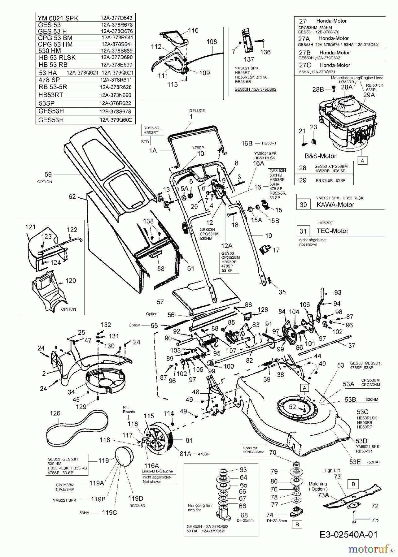  Gutbrod Motormäher mit Antrieb HB 53 RB 12A-378E690  (2005) Grundgerät