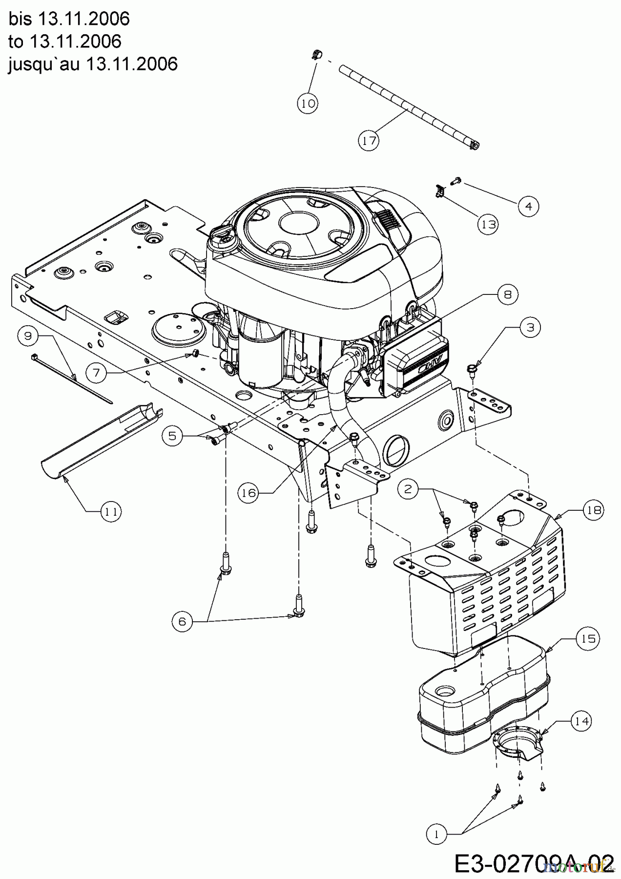 Yard-Man Rasentraktoren TF 7135 13AH774F643 (2007) Motorzubehör bis 13.11.2006