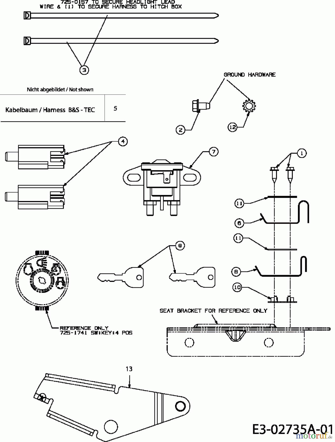 MTD Rasentraktoren RS 180/107 13A3762G600  (2006) Elektroteile
