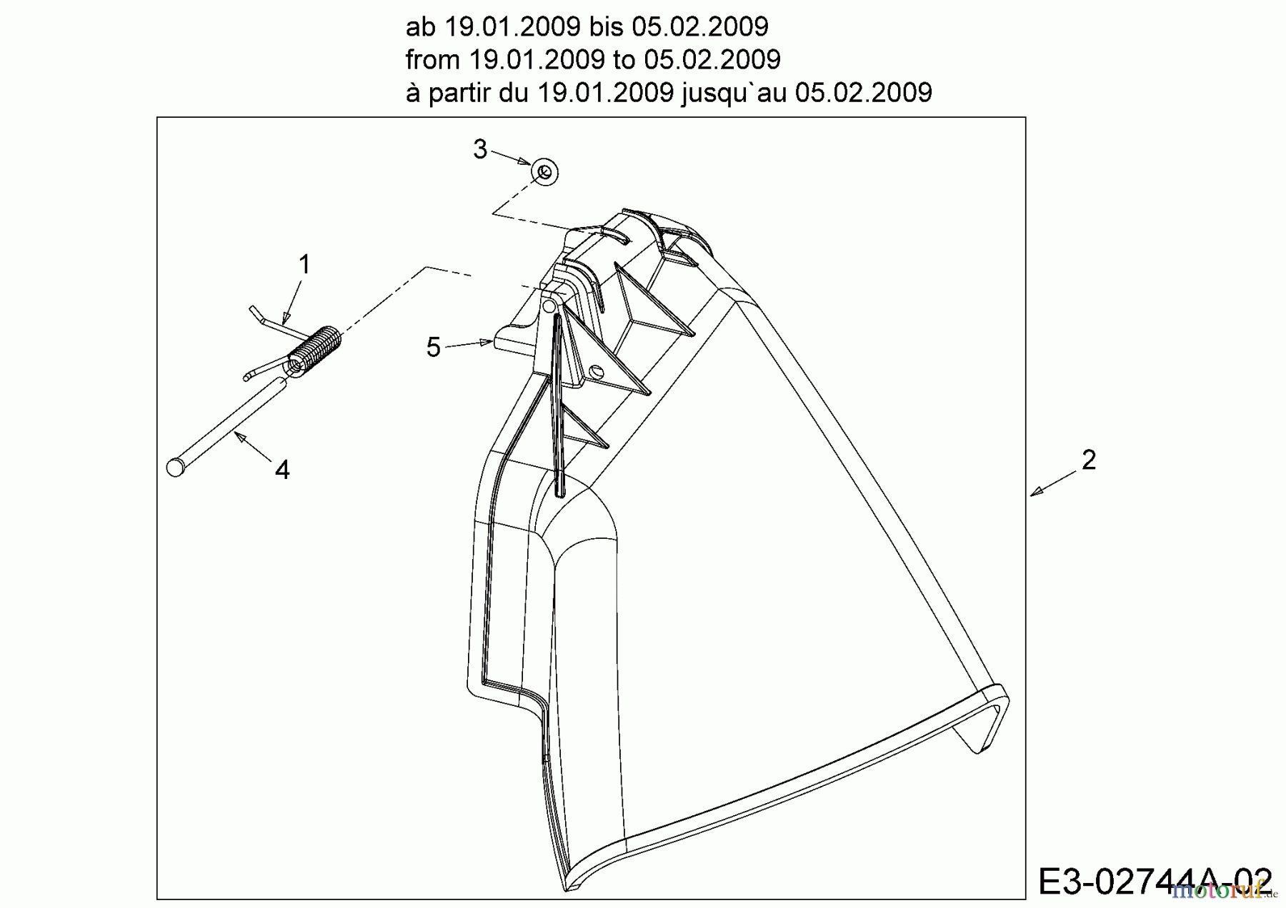  MTD Rasentraktoren P 180 HG 13AT793G678  (2009) Deflektor ab 19.01.2009 bis 05.02.2009