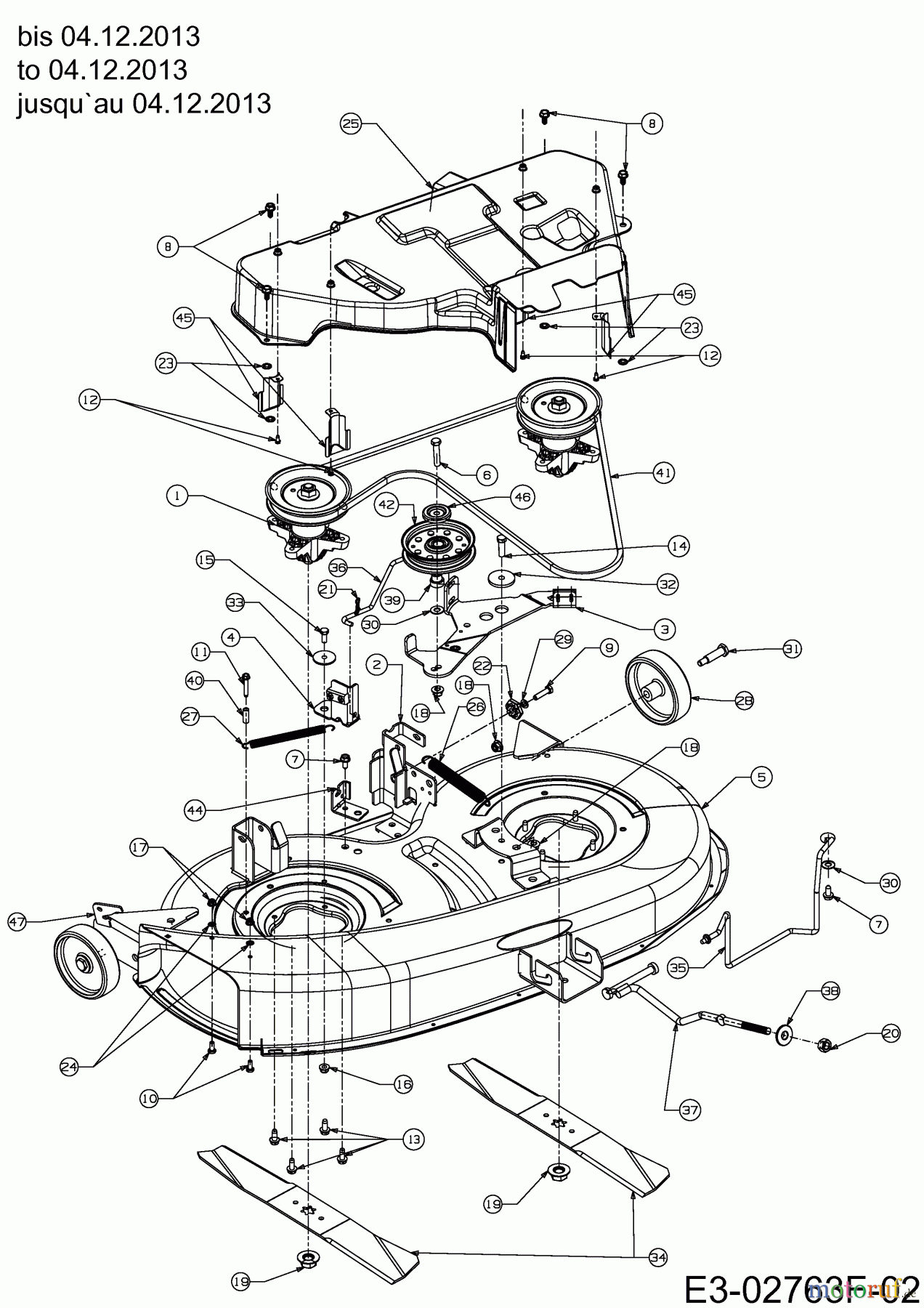  MTD Rasentraktoren DL 96 H 13H2795F676  (2014) Mähwerk F (38