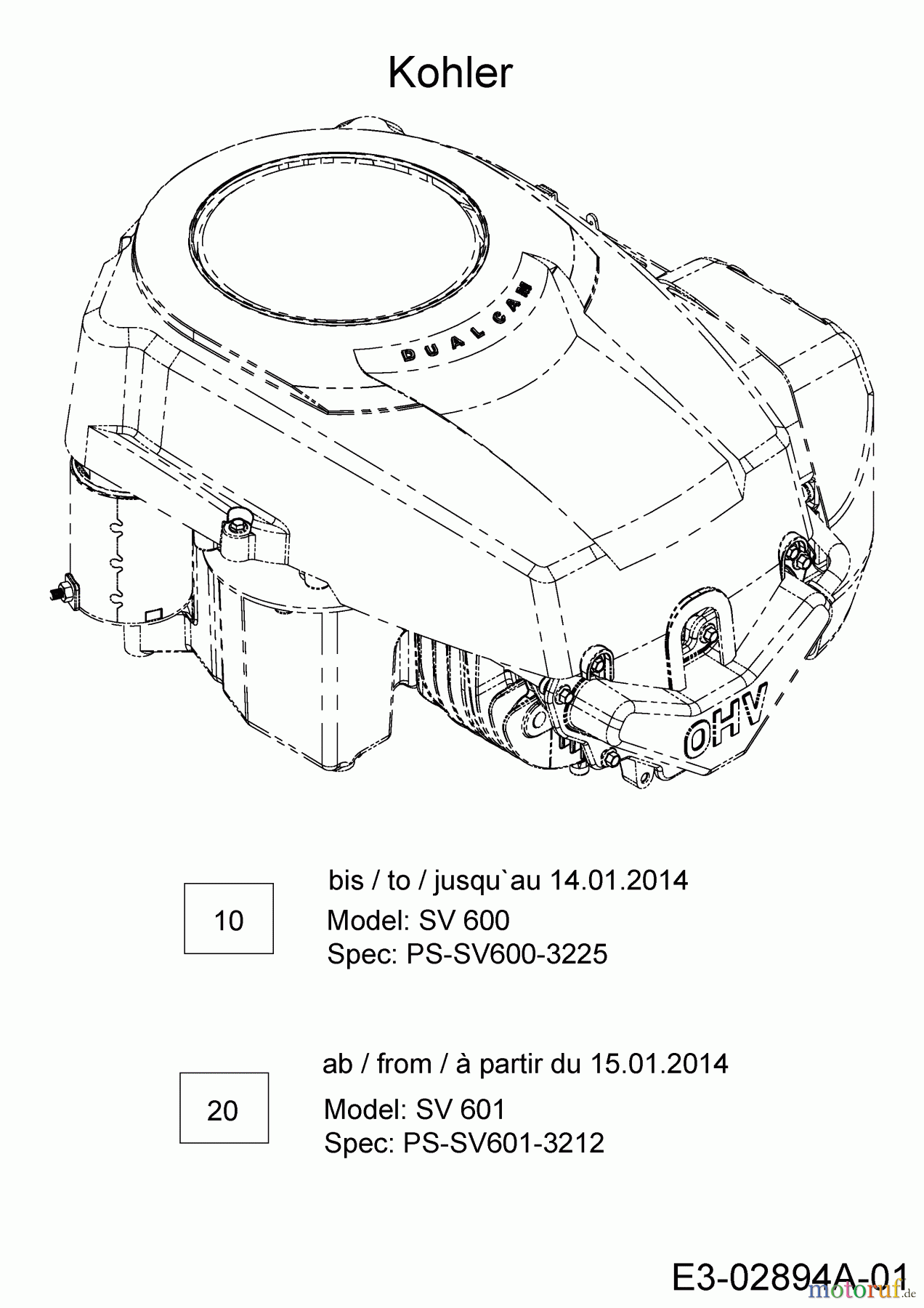  Cub Cadet Rasentraktoren LTX 1045 13WX91AT056  (2014) Motor Kohler