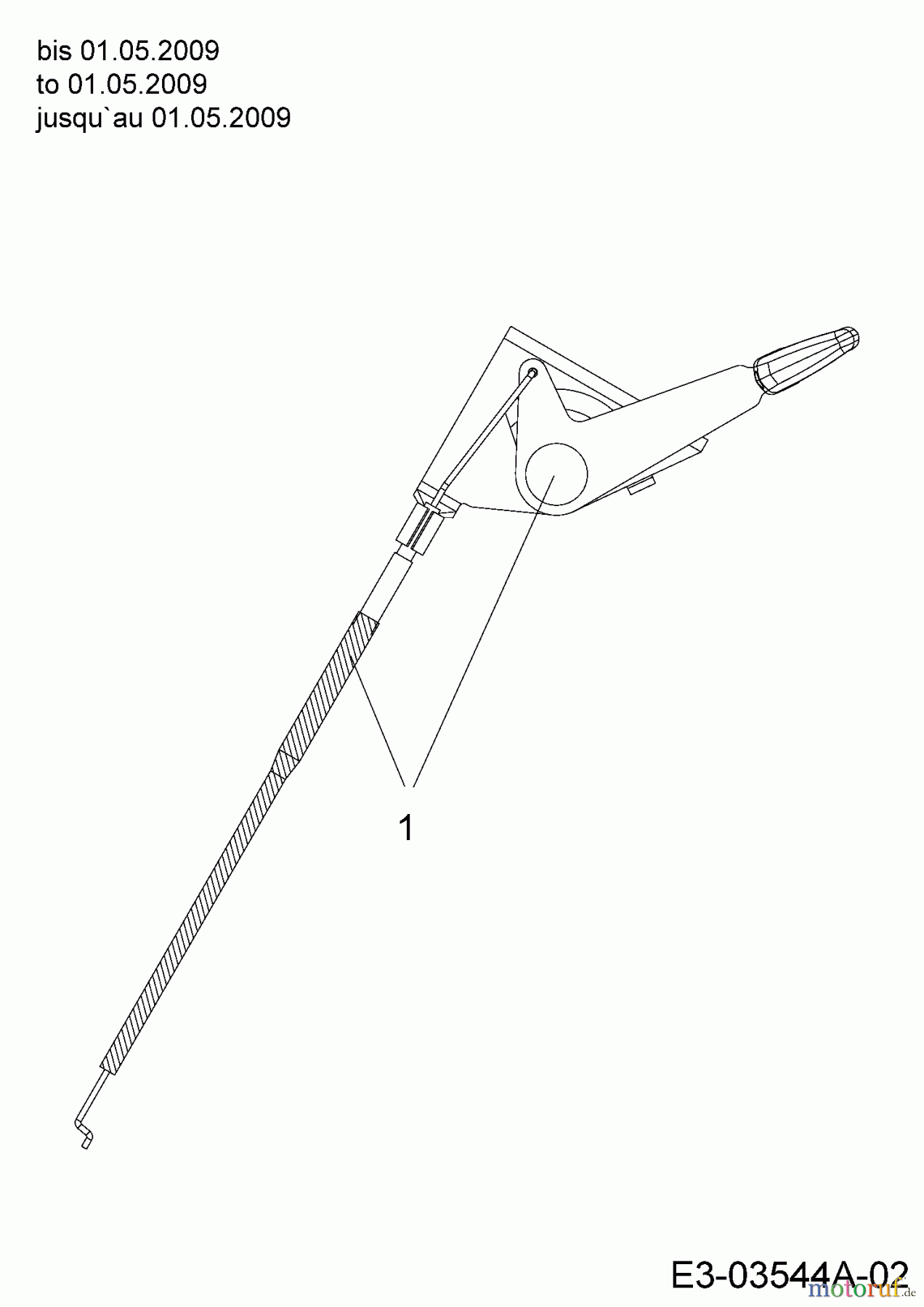  MTD Rasentraktoren 20/42 13AT775G308  (2009) Gaszug bis 01.05.2009