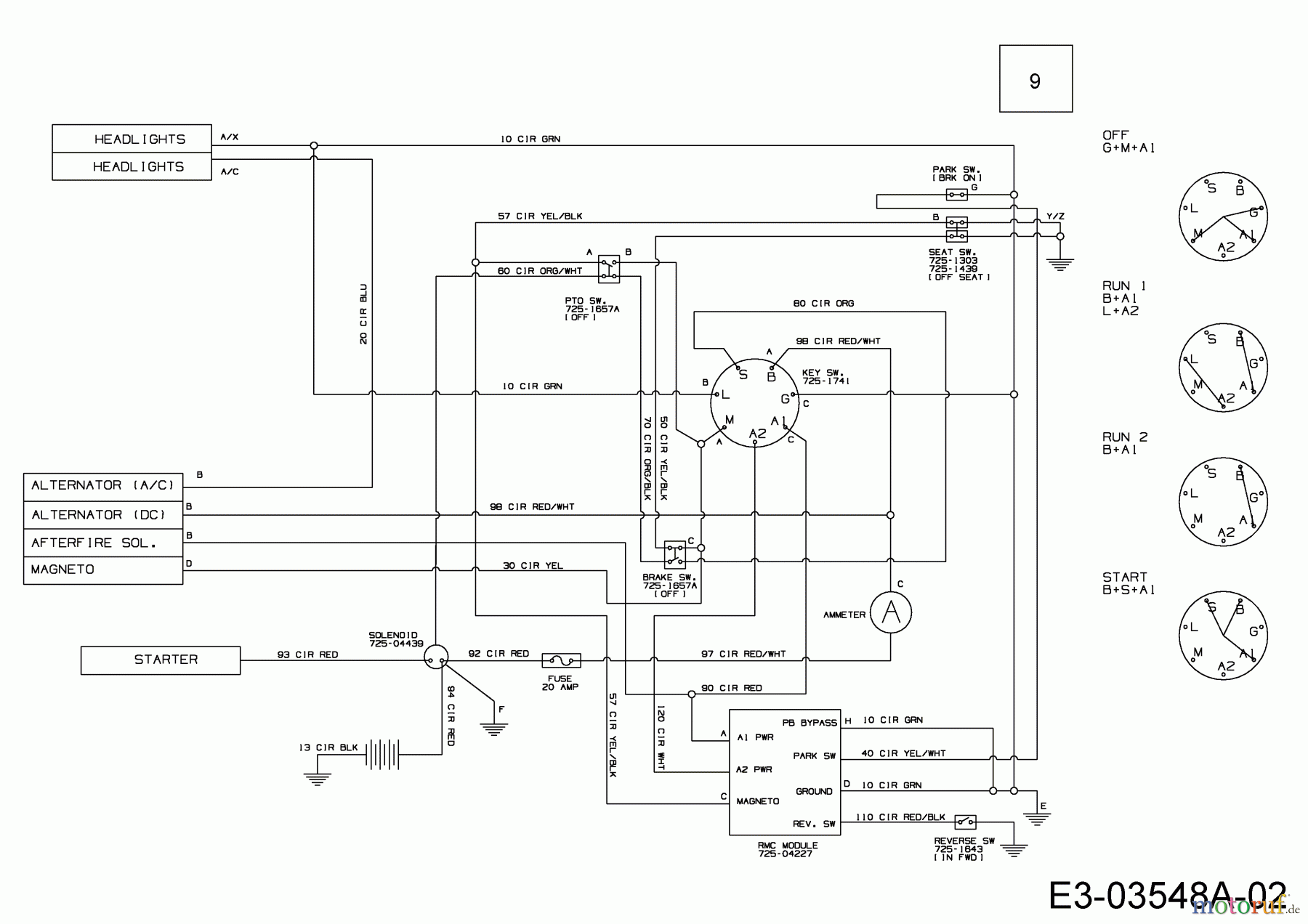  Yard-Man Rasentraktoren 604 H 13BT604H755  (2007) Schaltplan bis 29.11.2006