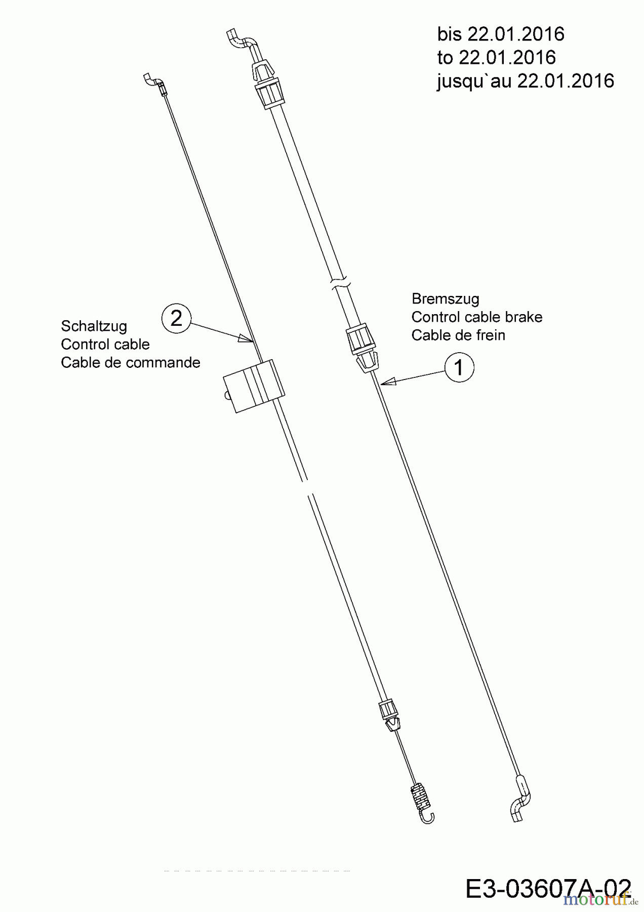  Wolf-Garten Motormäher mit Antrieb A 460 AHW 12A-TVSC650  (2016) Bremszug, Schaltzug bis 22.01.2016