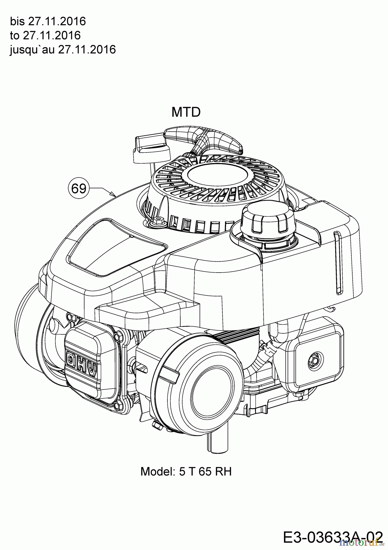  Wolf-Garten Petrol mower A 4200 T 11A-LSSC650  (2017) Engine MTD to 27.11.2016
